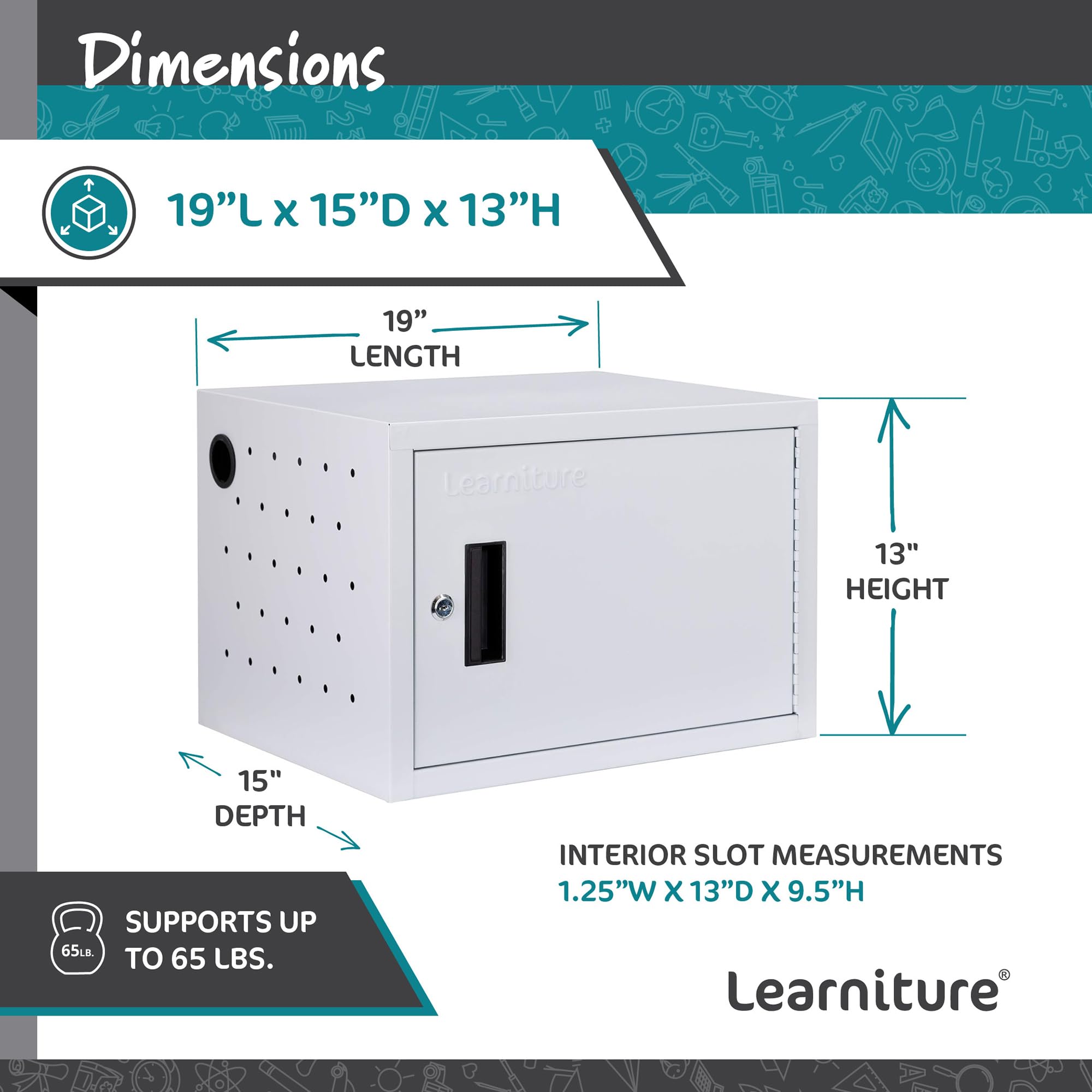 Learniture Structure Series 12-Device Charging Station - Wall Mount Lockable Cabinet for Laptops, Tablets & Chromebooks (12 Devices, Gray) - Perfect for Schools, Offices & Libraries