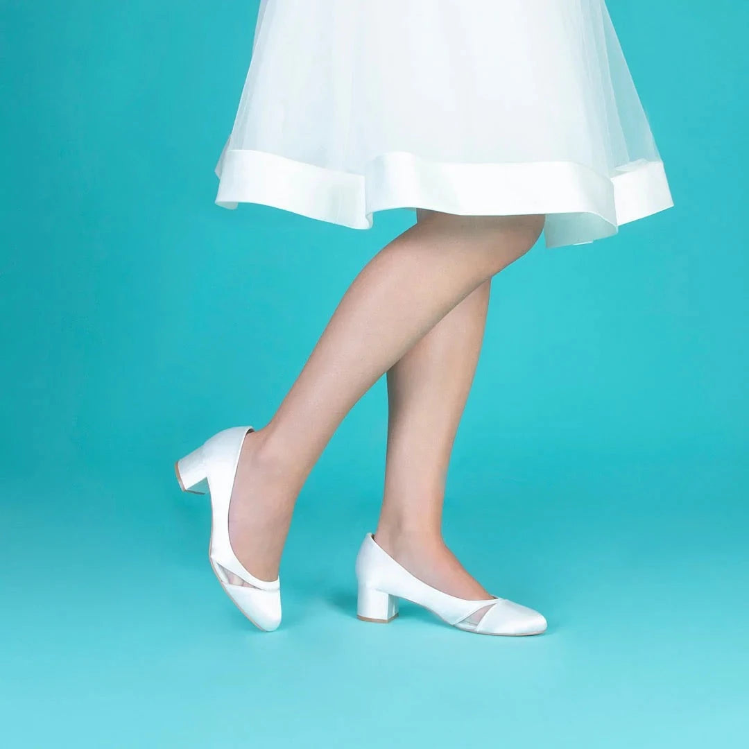 Perfect Bridal Emily Ivory Satin Low Heel Wedding Shoes – Elegant Bridal Footwear for Ceremony, Reception & Photoshoot