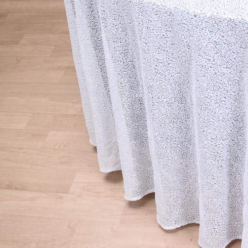 120 Inch Sequin Round Tablecloth - Premium Quality Big Payette White for Wedding, Birthday, Christmas Party & Hall Decoration | Elegant Dining & Event Table Cover