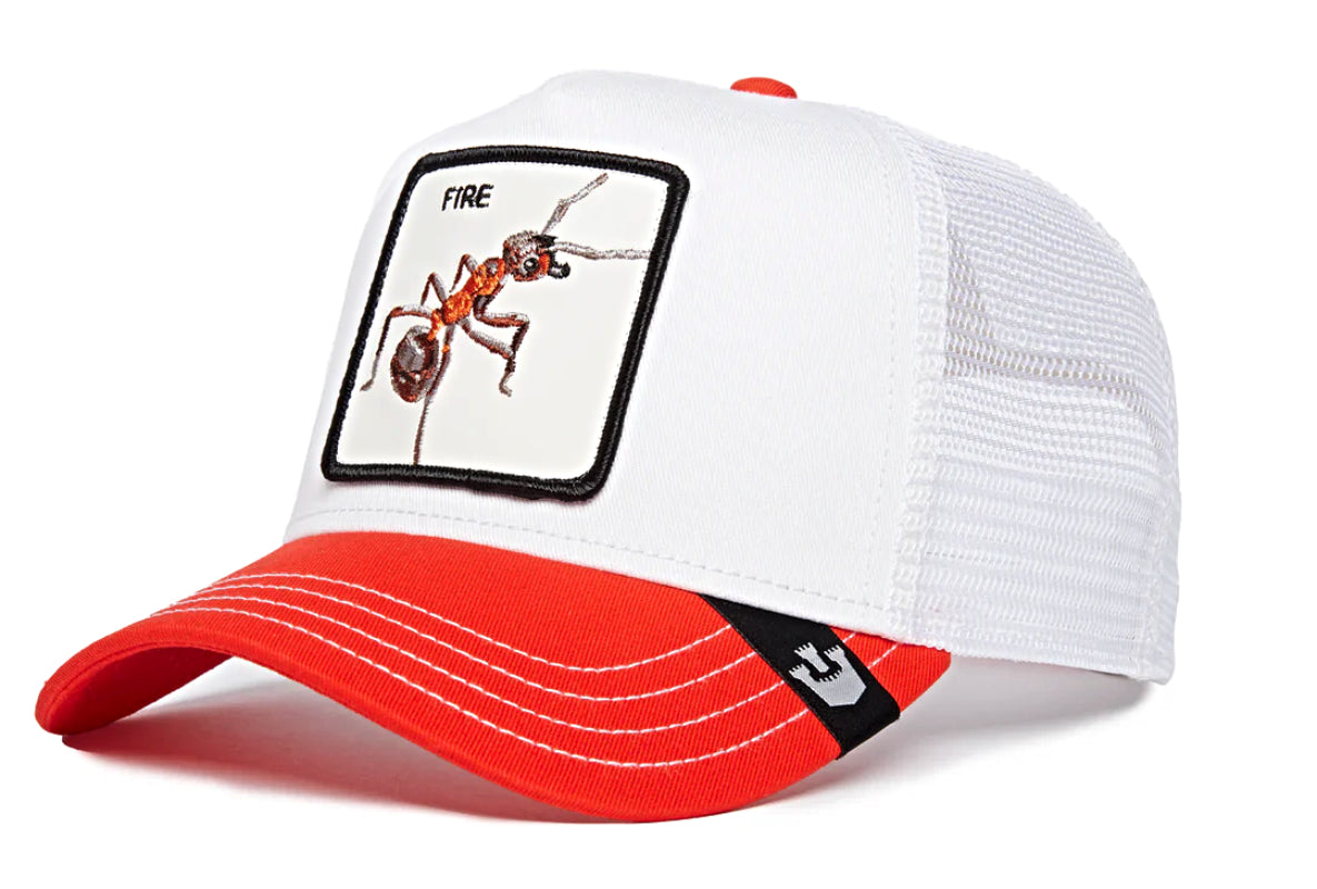 Goorin 'V2 Fire' Trucker Style Baseball Cap - Red & White Adjustable Snapback Hat for Men & Women | Perfect for Outdoor Activities, Sports & Casual Wear