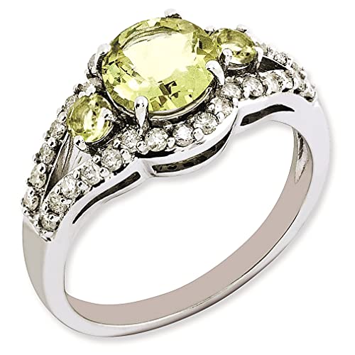 925 Sterling Silver Diamond Lemon Quartz Ring - Elegant Gemstone Jewelry for Women | Perfect Gift for Her | Ideal for Weddings, Parties & Special Occasions