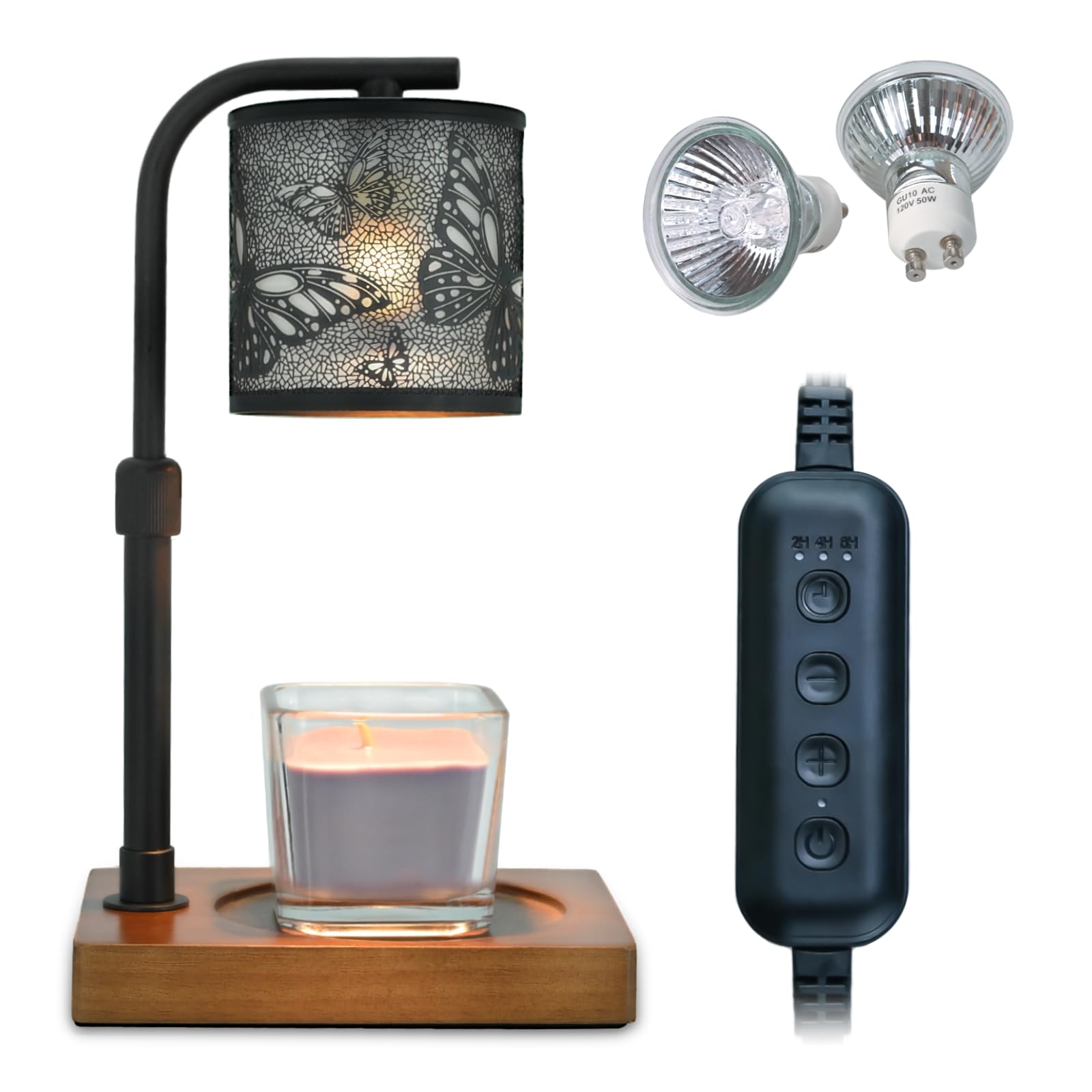 Butterfly Electric Candle Warmer Lamp with Timer - Gift for Women, Mom, Housewarming - Jar Candle Melter with 2 Bulbs - Perfect for Home Decor, Relaxation & Aromatherapy
