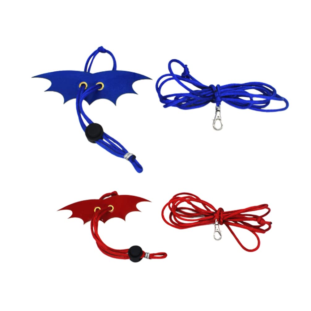 POPETPOP 2PCS Adjustable Small Animal Harness & Leash Set for Hamsters, Bearded Dragons, Guinea Pigs, Chinchillas, Squirrels - Size S Red & Size M Blue - Perfect for Outdoor Walks, Pet Training & Safe Playtime