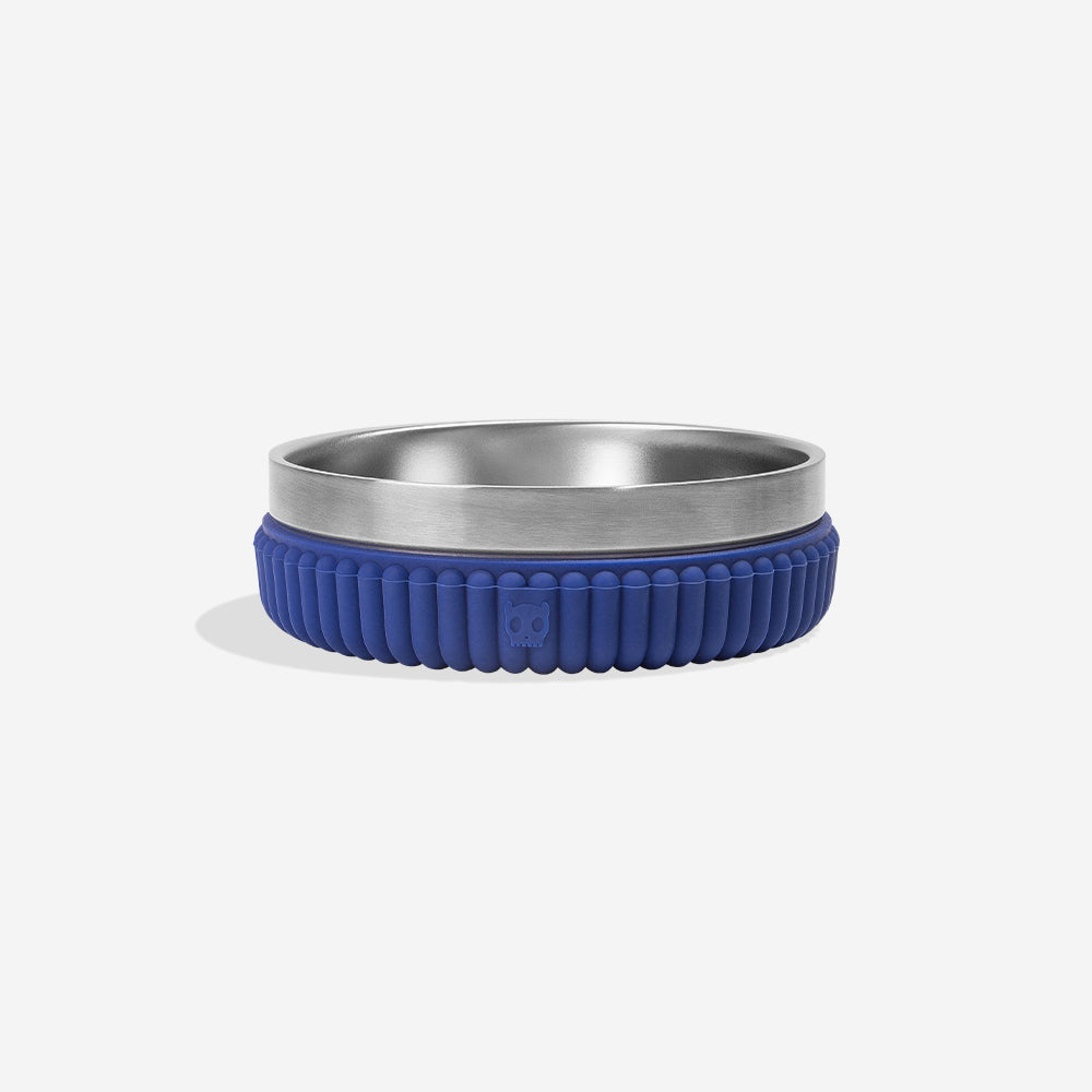 Zee.Dog Plato Tuff Bowl for Pets - 550ml Durable Dog & Cat Food Bowl with Non-Slip Base, Striped Blue Design - Perfect for Home, Travel & Outdoor Use