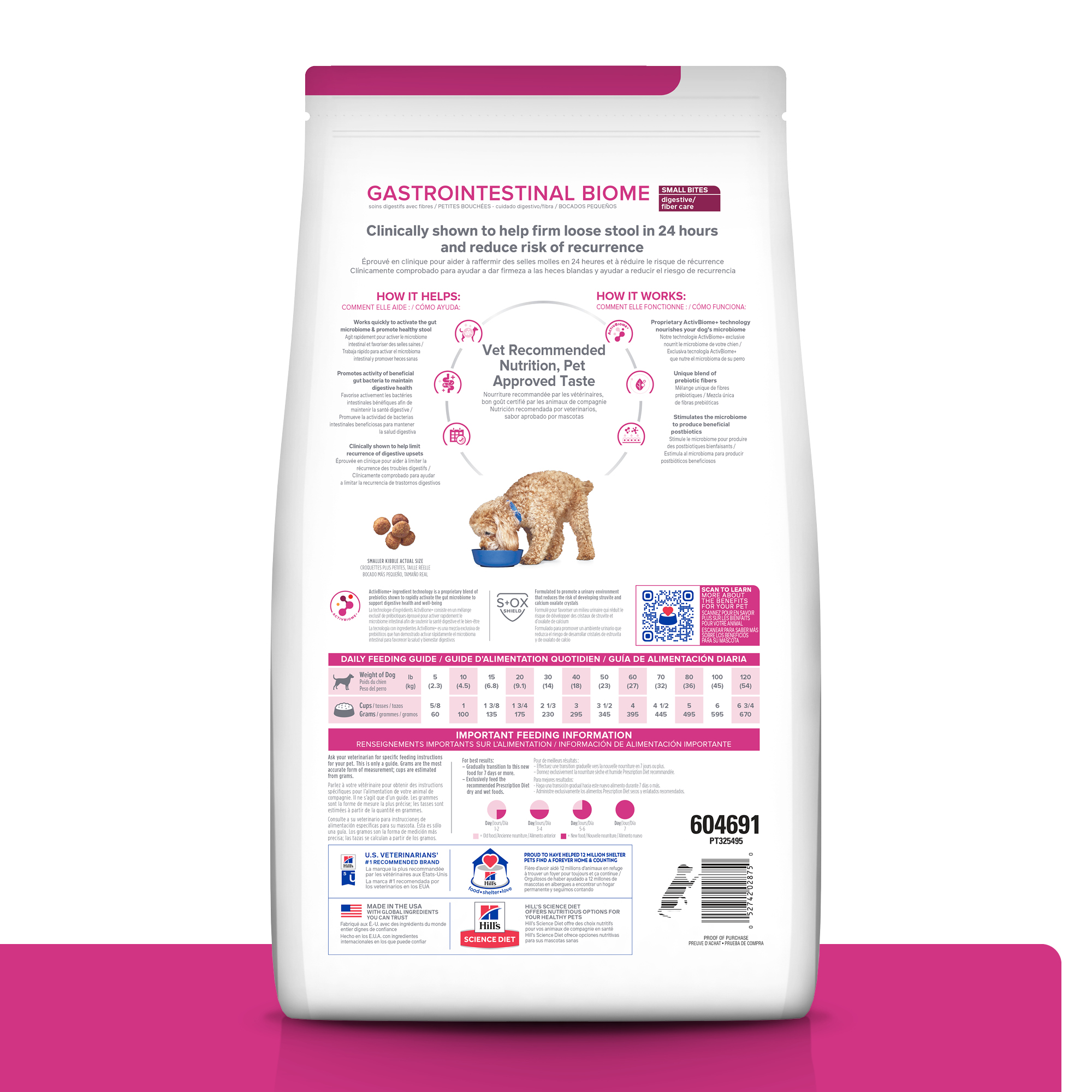 Hill's Prescription Diet Gastrointestinal Biome Dry Dog Food - Small Bites for Sensitive Stomach | Supports Digestive Health & Gut Flora | Ideal for Dogs with IBS, Diarrhea or Food Allergies