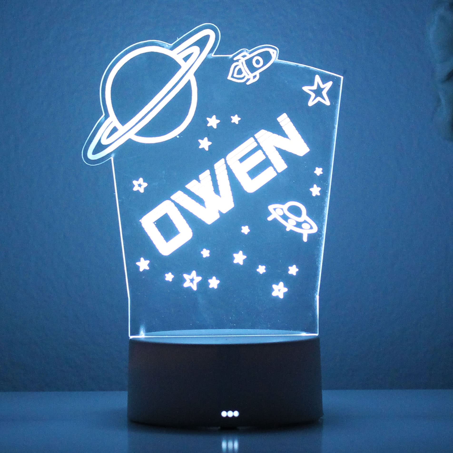 ETCHEY Personalized Space Night Light for Kids - Custom Name LED Night Light for Boys Room, Nursery Decor, Birthday Gift - Perfect for Bedtime, Reading & Playtime