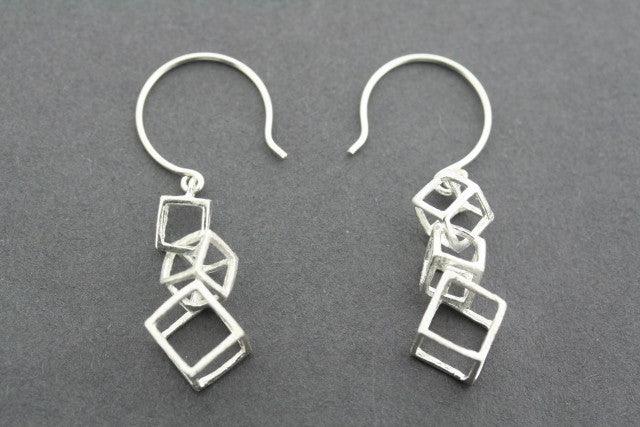 3-Piece Sterling Silver Cube Drop Earrings Set - Elegant Dangle Earrings for Women, Perfect for Parties, Weddings & Everyday Wear