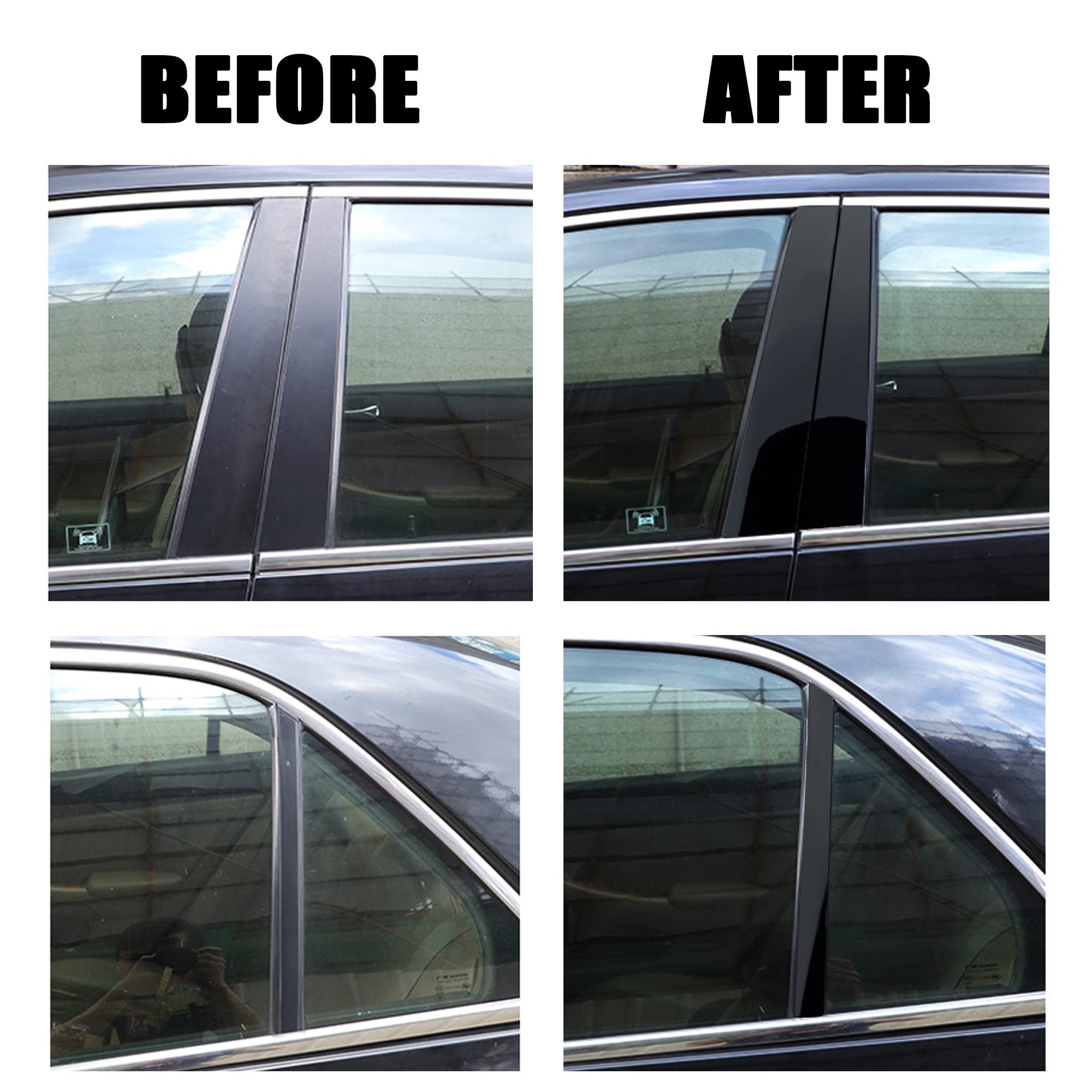 6pcs Glossy Black Vinyl Stickers for 2013-2017 Honda Accord Sedan - Car Window Pillar Post Overlay Wrap Trim - Exterior Accessories & Modification Decoration - Perfect for Car Customization & Style Upgrade