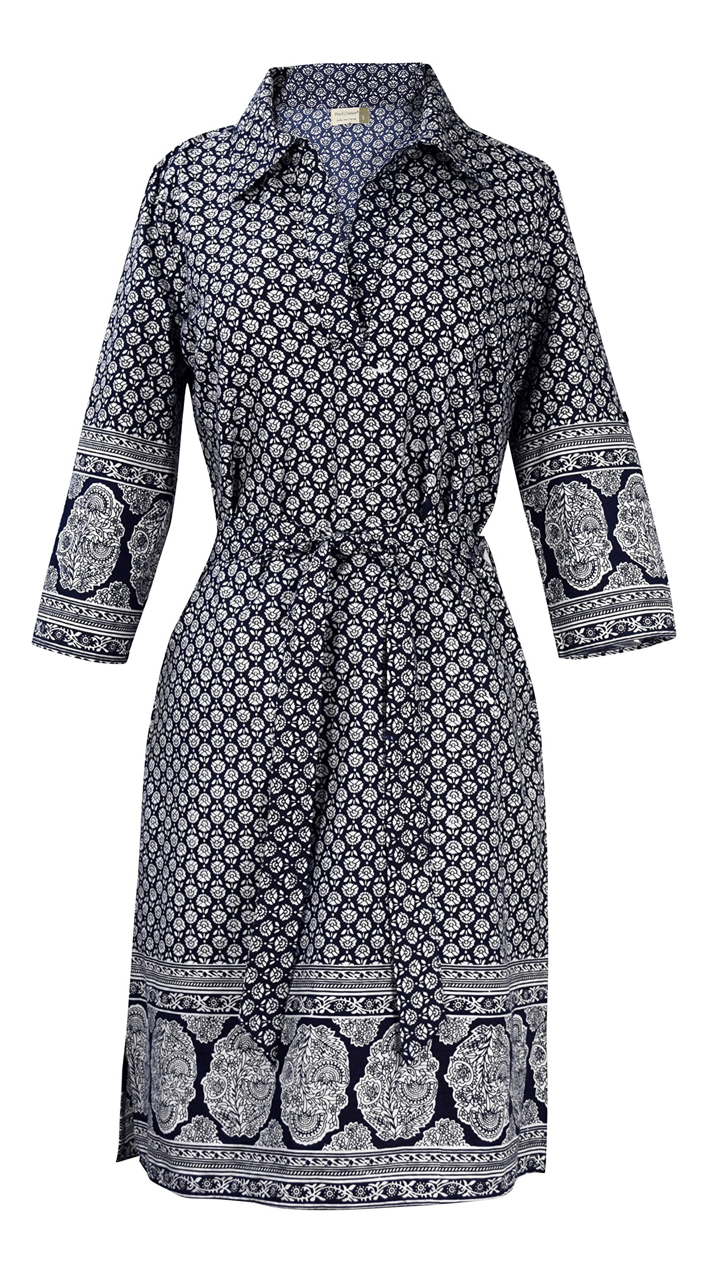 Women's Summer Casual V-Neck 3/4 Sleeve Tie Waist Shift Dress - Perfect for Beach Vacations, Brunch Dates & Office Wear
