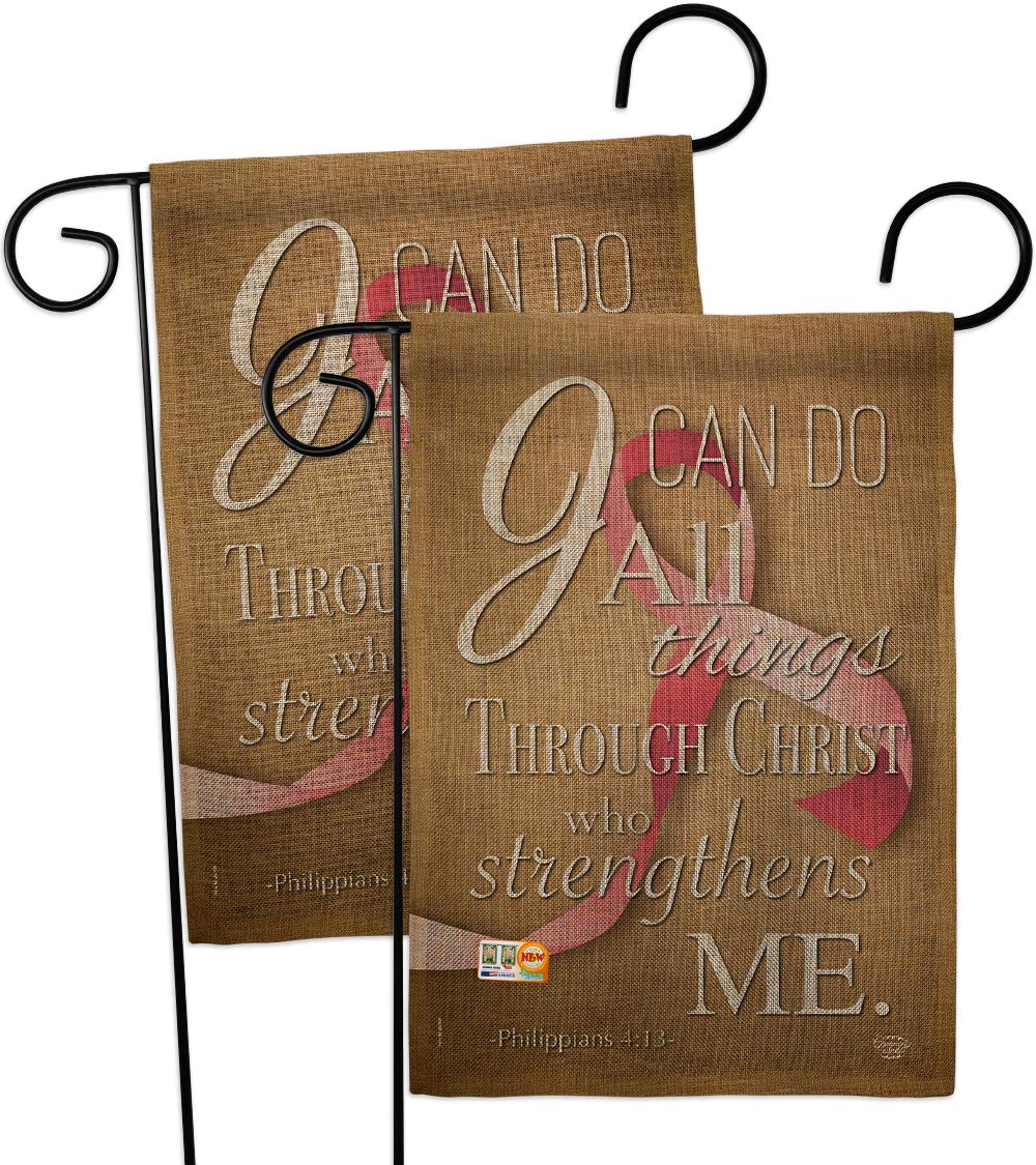 2-Pack Pink Ribbon Garden Flags - Inspirational Christian & Cancer Awareness Decor for Yard, House - Support Breast Cancer, Autism, BLM Causes - Double-Sided 13x18.5 Inch Outdoor Decoration - Perfect for Front Porch, Garden, or Patio Display
