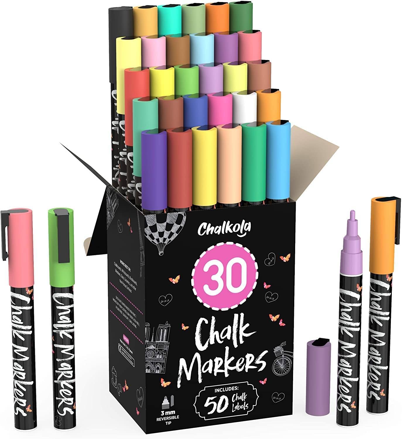 40 Fine Tip Neon, Pastel & Metallic Chalk Markers Set - Vibrant Colors for Art Projects, DIY Crafts, School Supplies & Bullet Journaling