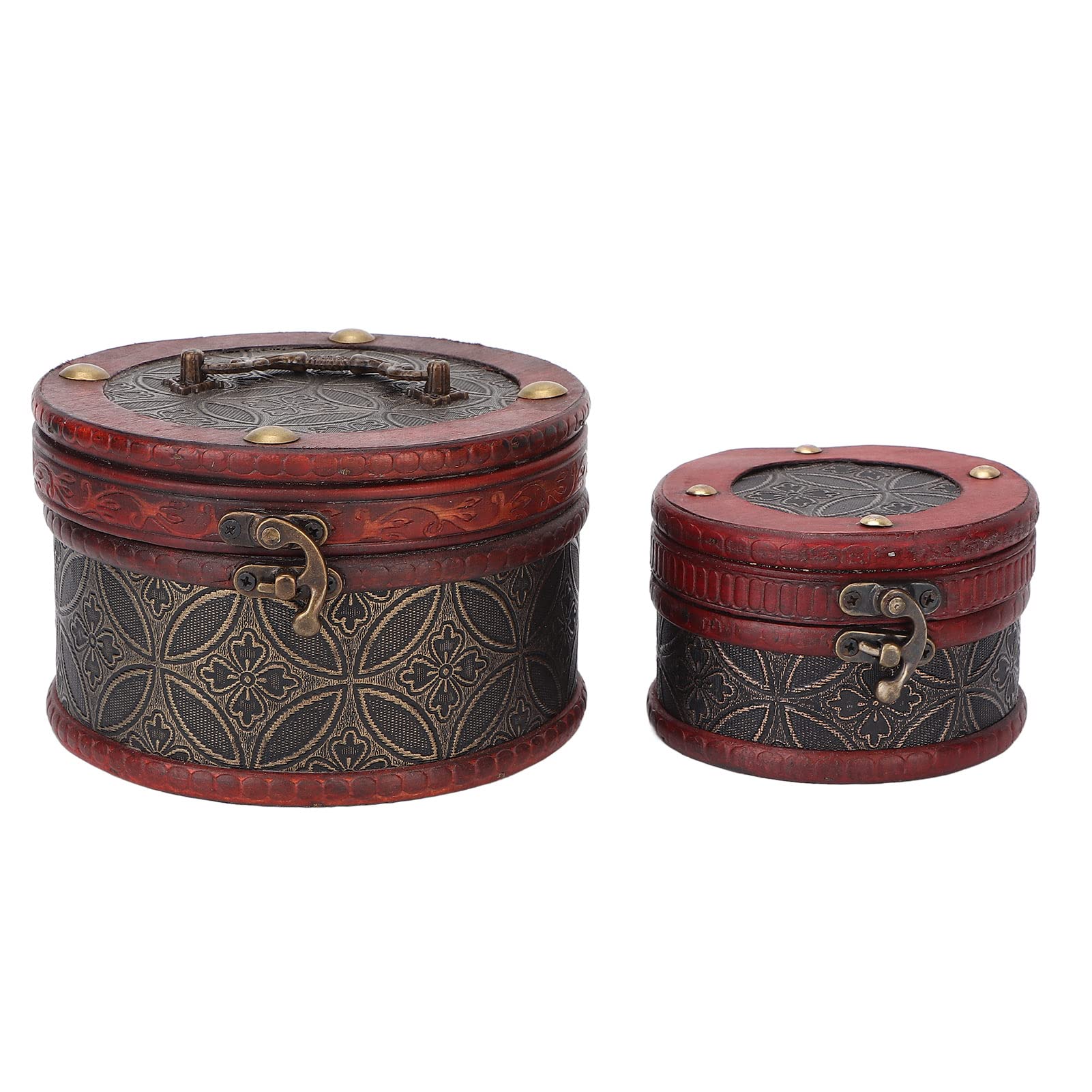 Vintage Wooden Jewelry Box Set of 2 - Retro Handcrafted Wood Crate Storage for Necklaces, Rings & Accessories - Perfect for Home Decor, Gift Giving & Organizing Jewelry Collection