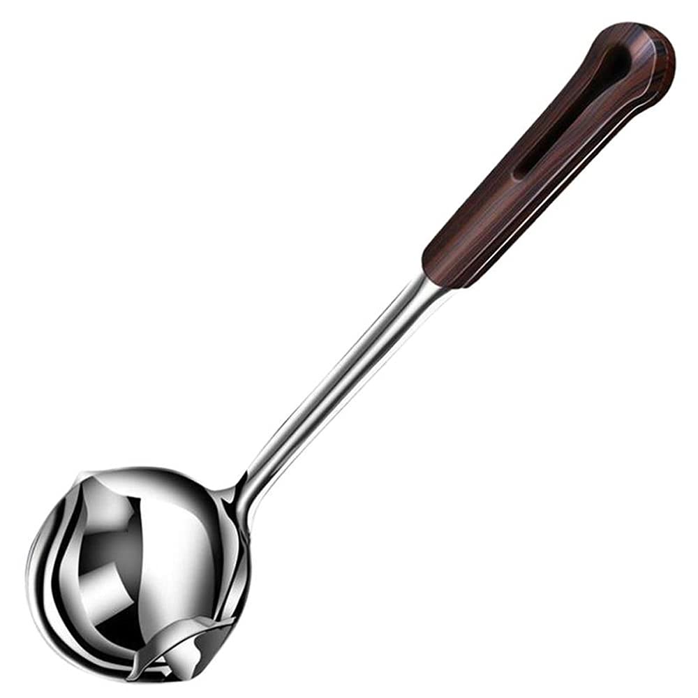 OIPYI 1-Piece Stainless Steel Strainer Ladle - Long Handle Oil Separator Scoop for Hot Pot, Soup & Cooking - Durable Oil Filter Spoon for Kitchen, Frying & Deep Frying
