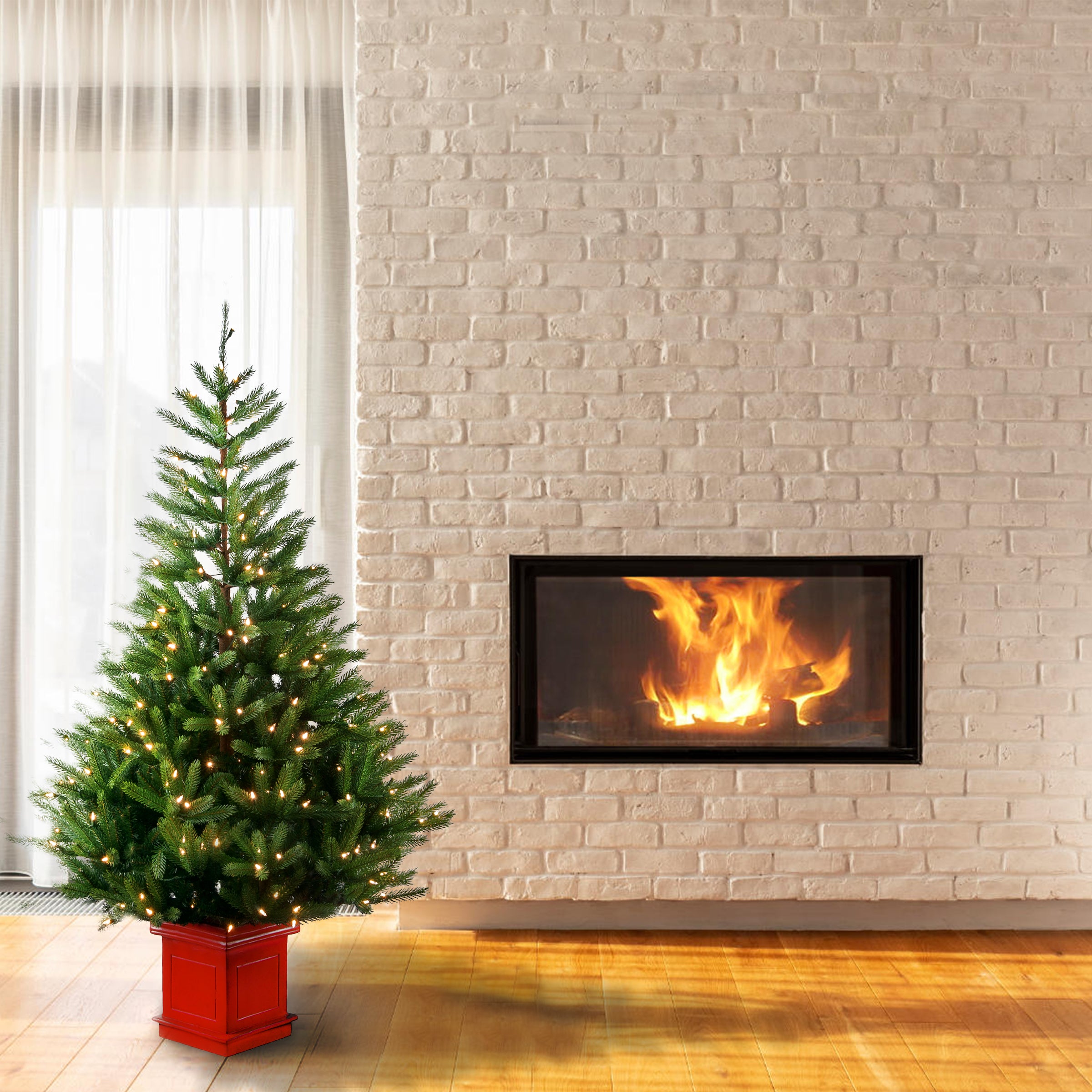 5 ft. Pre-Lit Topeka Spruce Artificial Christmas Tree with 250 Clear LED Lights - Perfect for Holiday Home Decor, Office & Indoor Festive Decorations