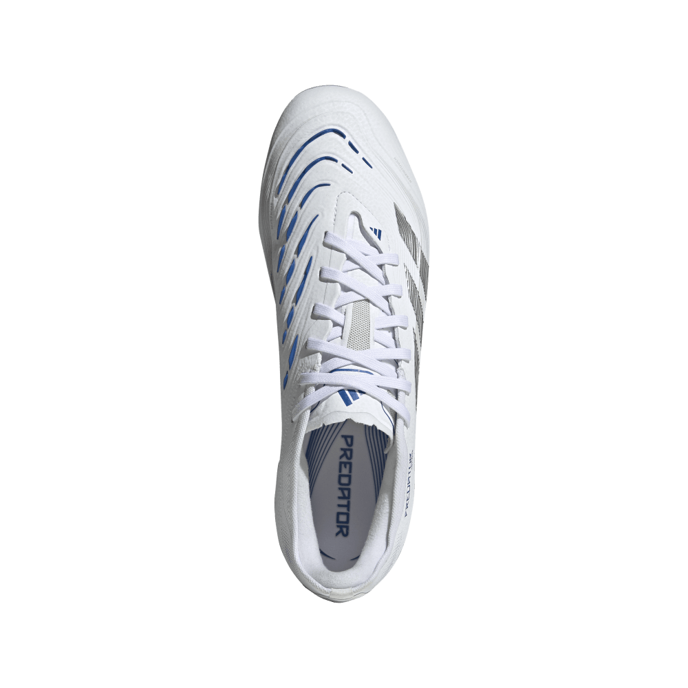 Adidas Predator Pro FG Football Boots for Men - White/Silver Metallic/Bright Royal - Firm Ground Soccer Cleats for Professional Players & Training - Perfect for Matches, Practice & Outdoor Sports