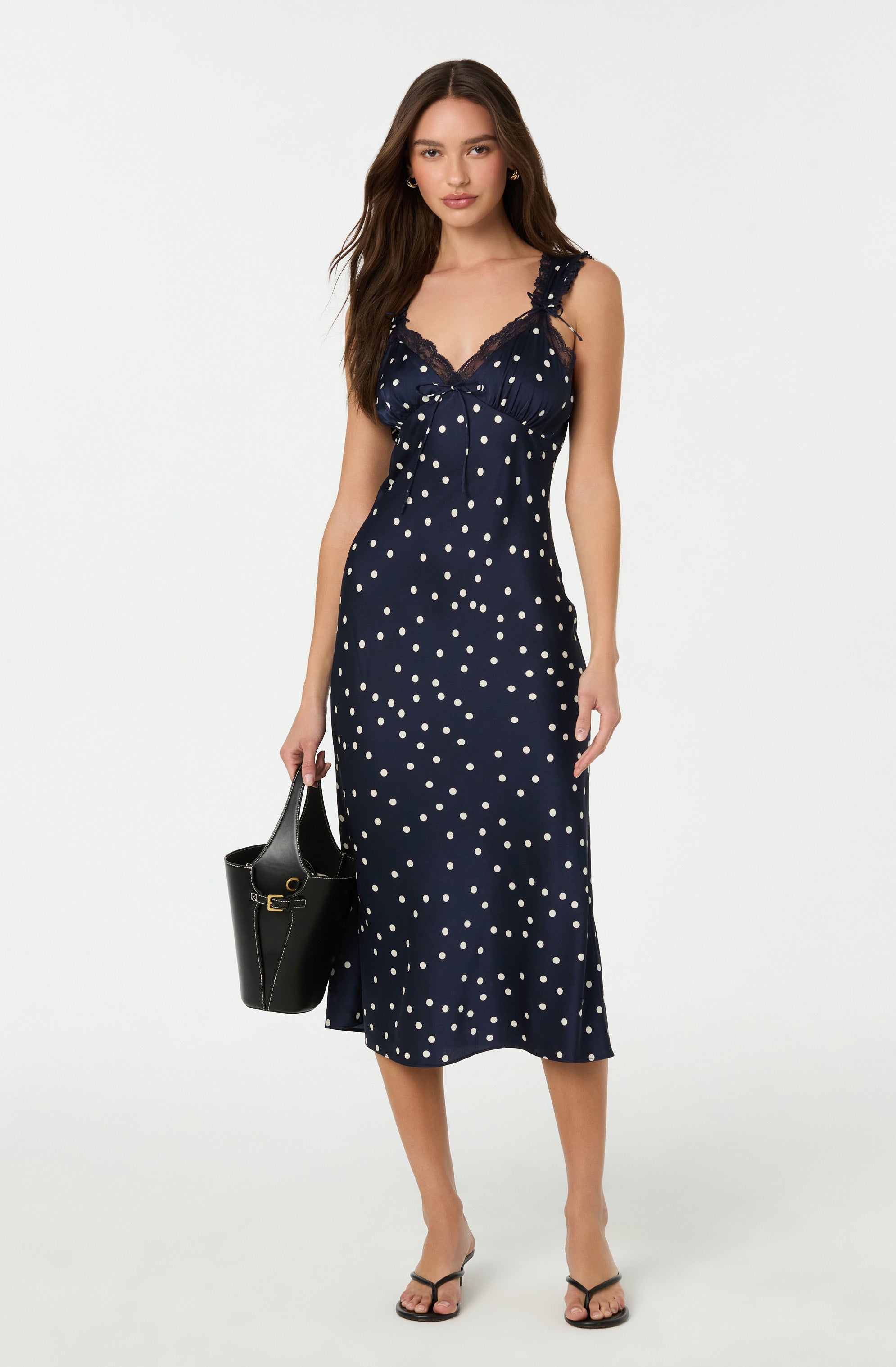 Elegant Lace Trim Midi Slip Dress for Women - Perfect for Weddings, Parties & Date Nights