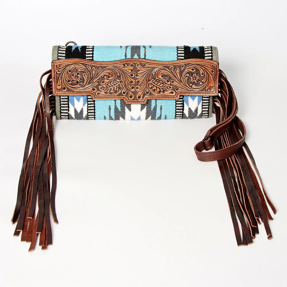 American Darling Turquoise Fringe Clutch - Elegant Evening Bag for Women, Boho Style Handbag with Beaded Detailing - Perfect for Weddings, Parties & Date Nights