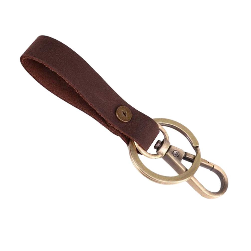 PRETYZOOM Genuine Leather Keychain with Belt Clip - Durable Key Ring Holder for Car Keys, House Keys & Office Keys (Brown) - Perfect for Everyday Carry, Travel & Organization