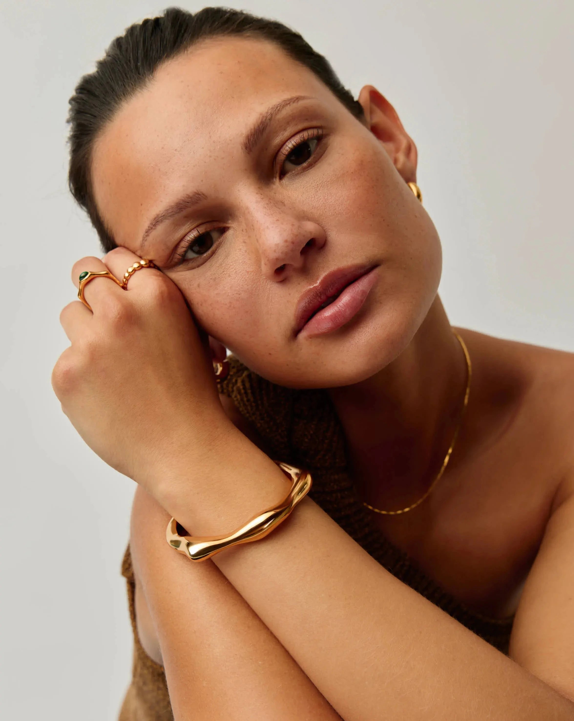 Eny Puffy Cuff Bracelet - 18k Gold Plated Women's Fashion Jewelry for Party, Wedding & Everyday Wear