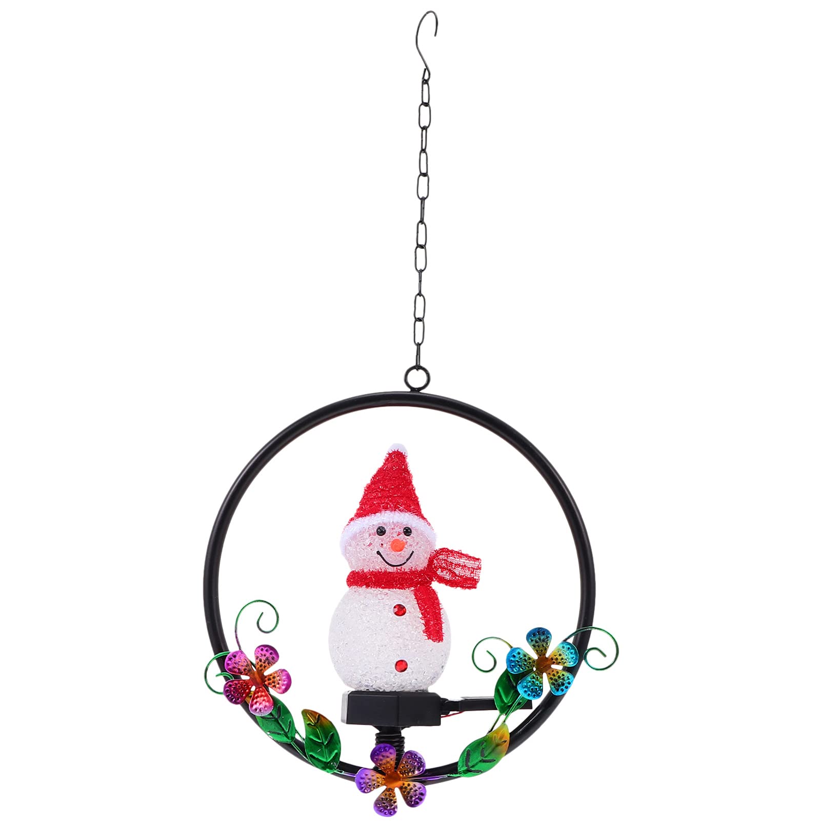 Lurrose Solar Powered LED Snowman Light - Outdoor Christmas Lawn Decor, Wind Chime & Night Lamp for Courtyard, Garden, Patio (Red) - Perfect for Holiday Decorations, Winter Parties & Festive Outdoor Lighting