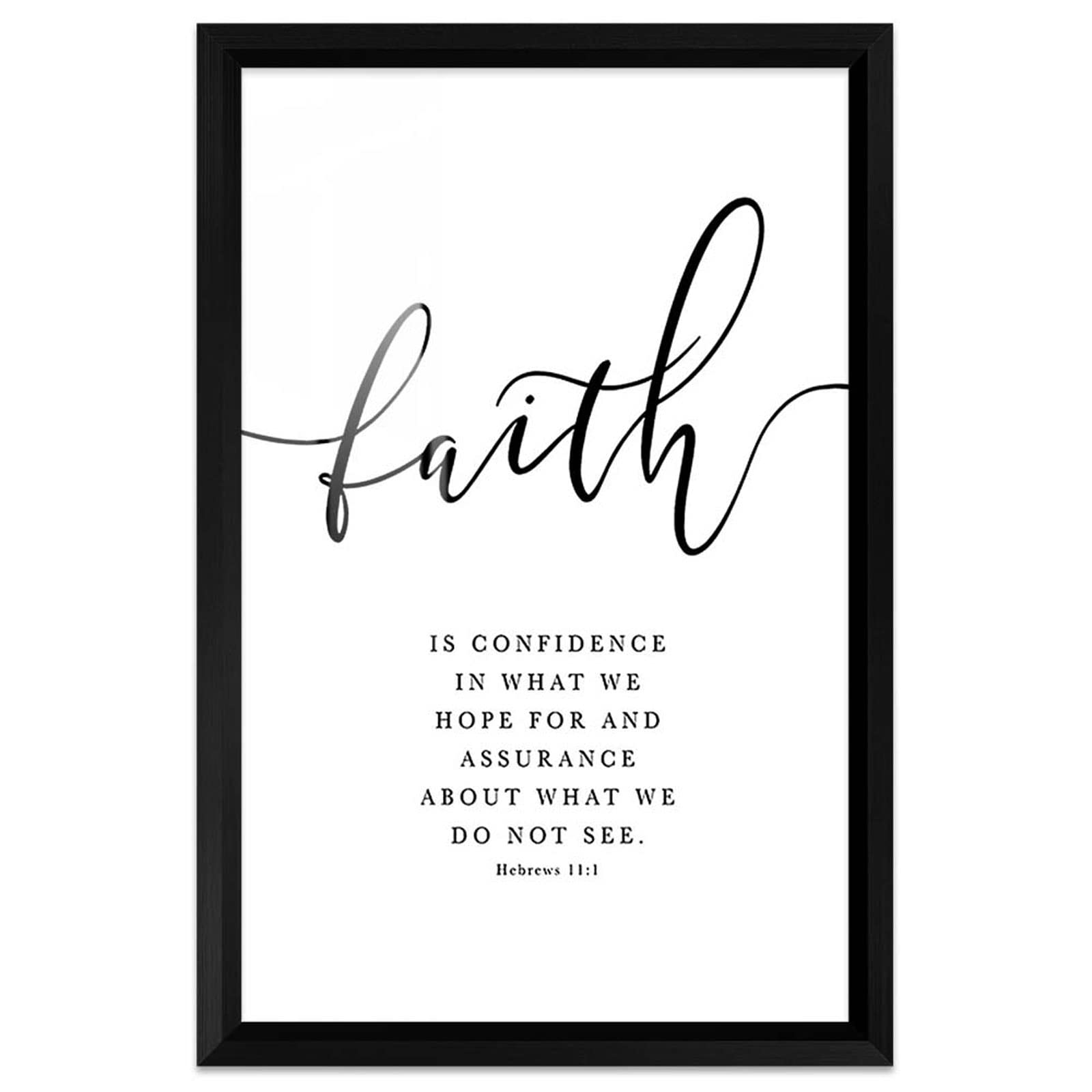 Faith Bible Verse Canvas Art 8x12in - Black Framed Wall Decor for Bedroom & Office