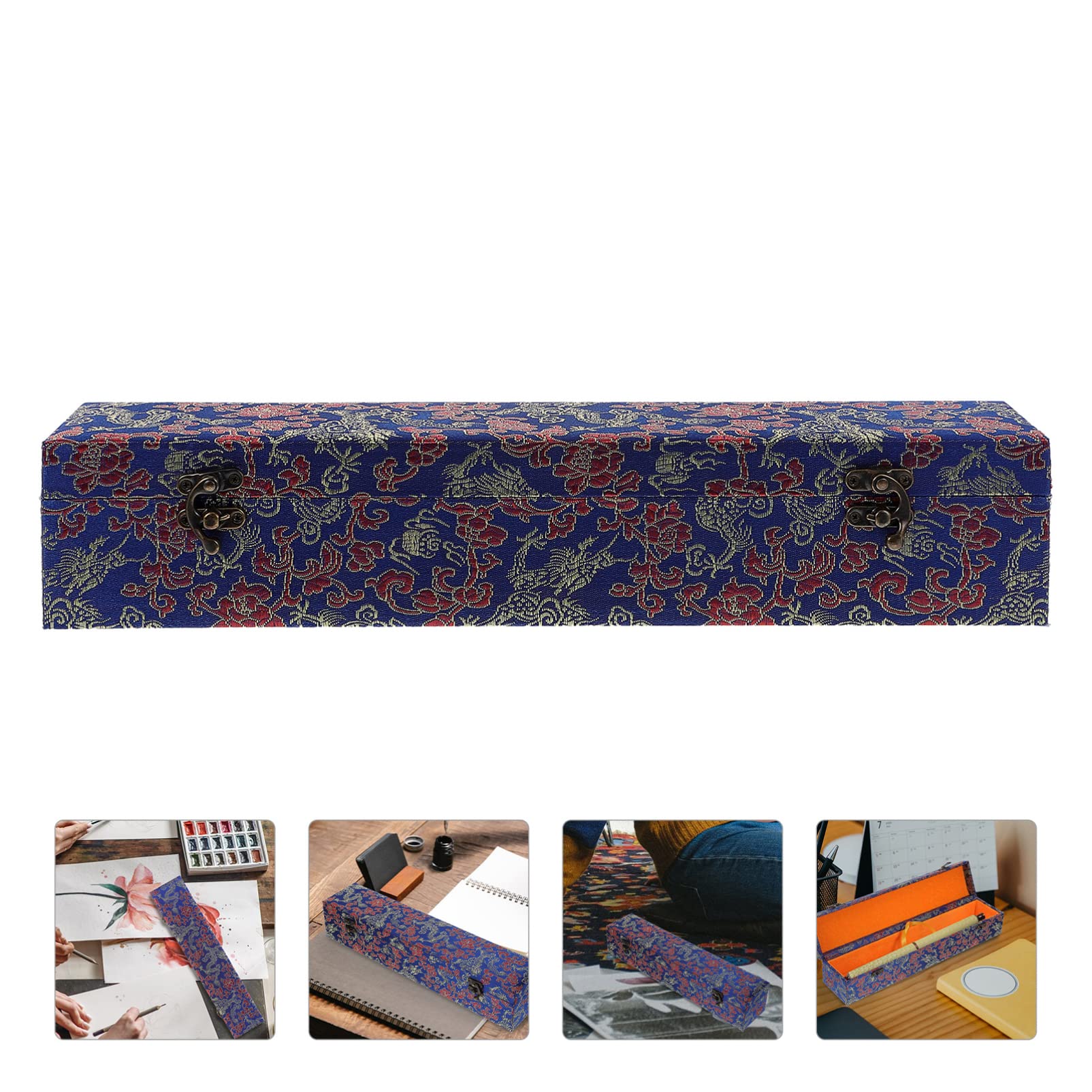 HEALLILY Brocade Scroll Storage Box - Elegant Chinese Calligraphy & Sumie Painting Holder | Perfect for Artwork Preservation, Home Decor & Gift Giving