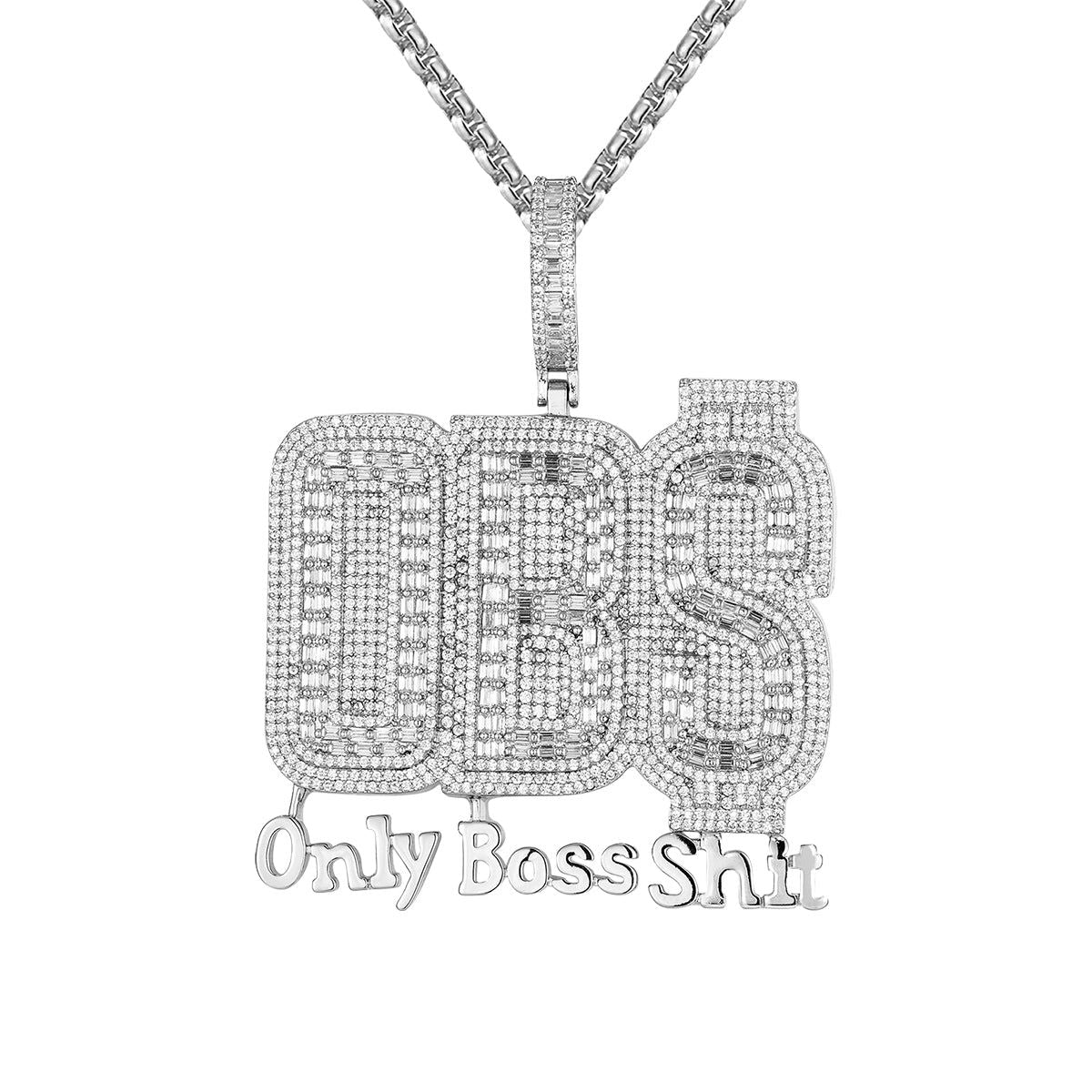 Custom Icy Silver Hip Hop Pendant for Men - OBS Only Boss Shit Jewelry | Perfect for Rappers, Streetwear Fashion & Gift Giving
