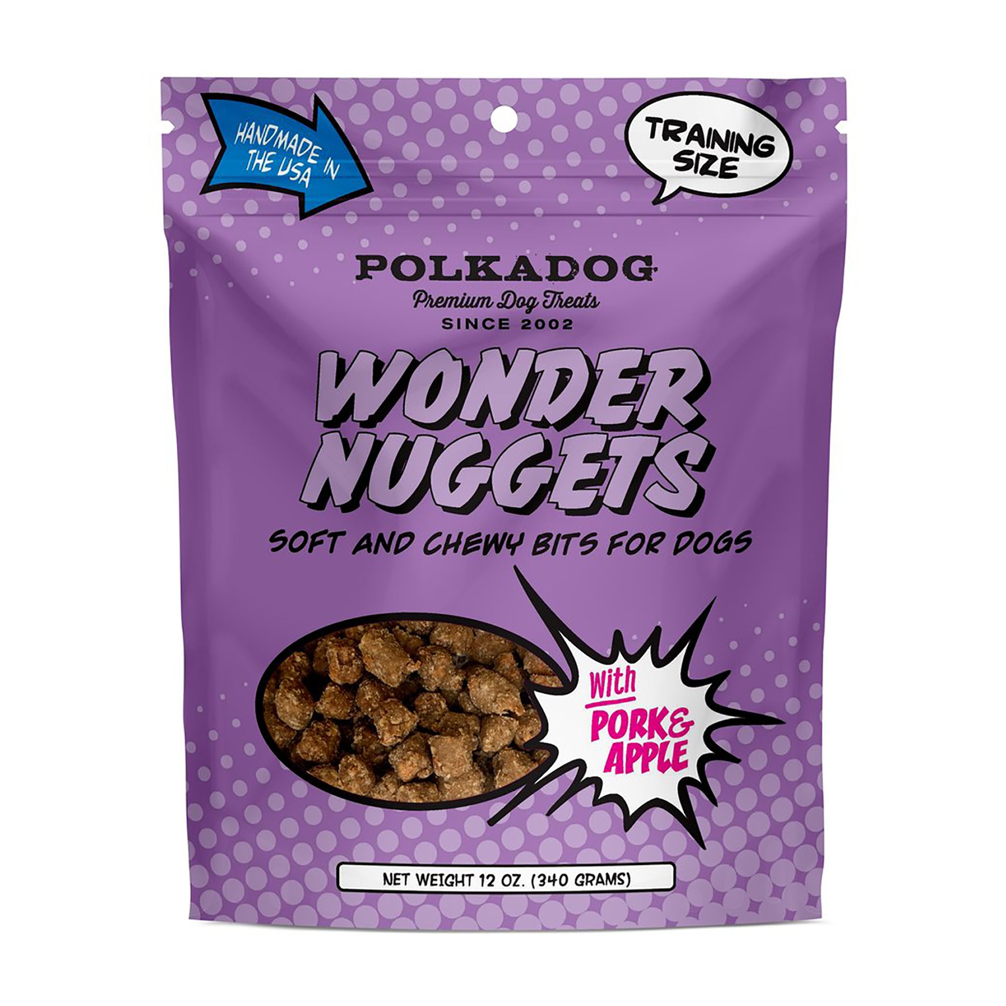 Polkadog Wonder Nuggets with Pork & Apple - Grain-Free Dog Treats for Training & Rewards - Healthy Snacks for Small & Large Dogs - Perfect for Outdoor Adventures & Playtime