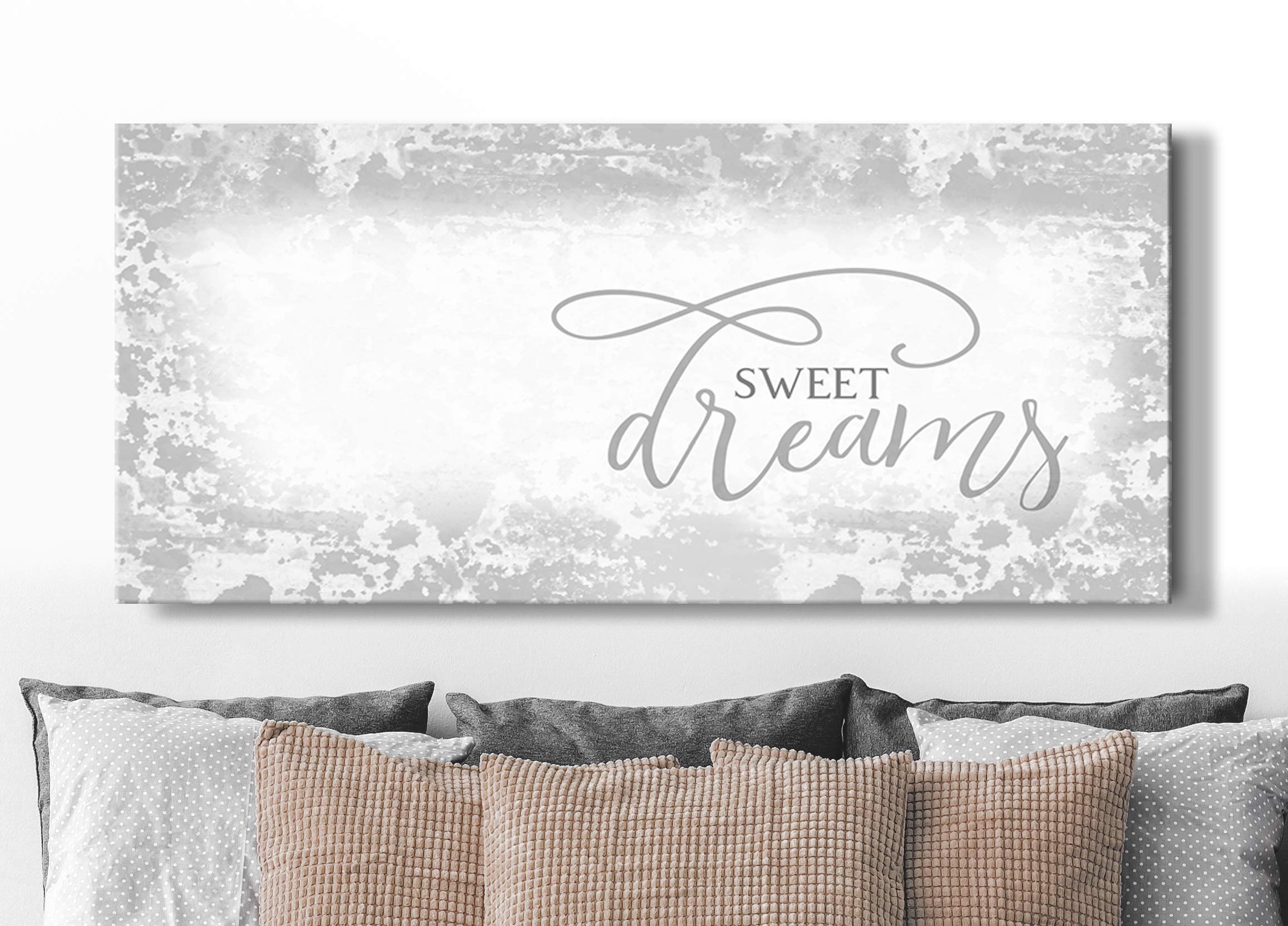 Sweet Dreams Wall Decor - Large Framed Canvas Art for Master Bedroom, Grey 42x19 - Perfect Above Bed Decor & Bedroom Sign for Cozy Home Ambience