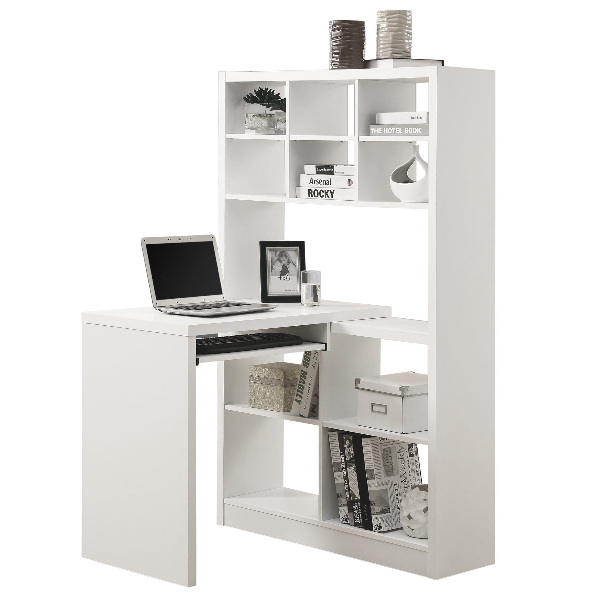 White Left or Right Facing Corner Desk for Home Office - Modern L-Shaped Workstation with Ergonomic Design for Small Spaces