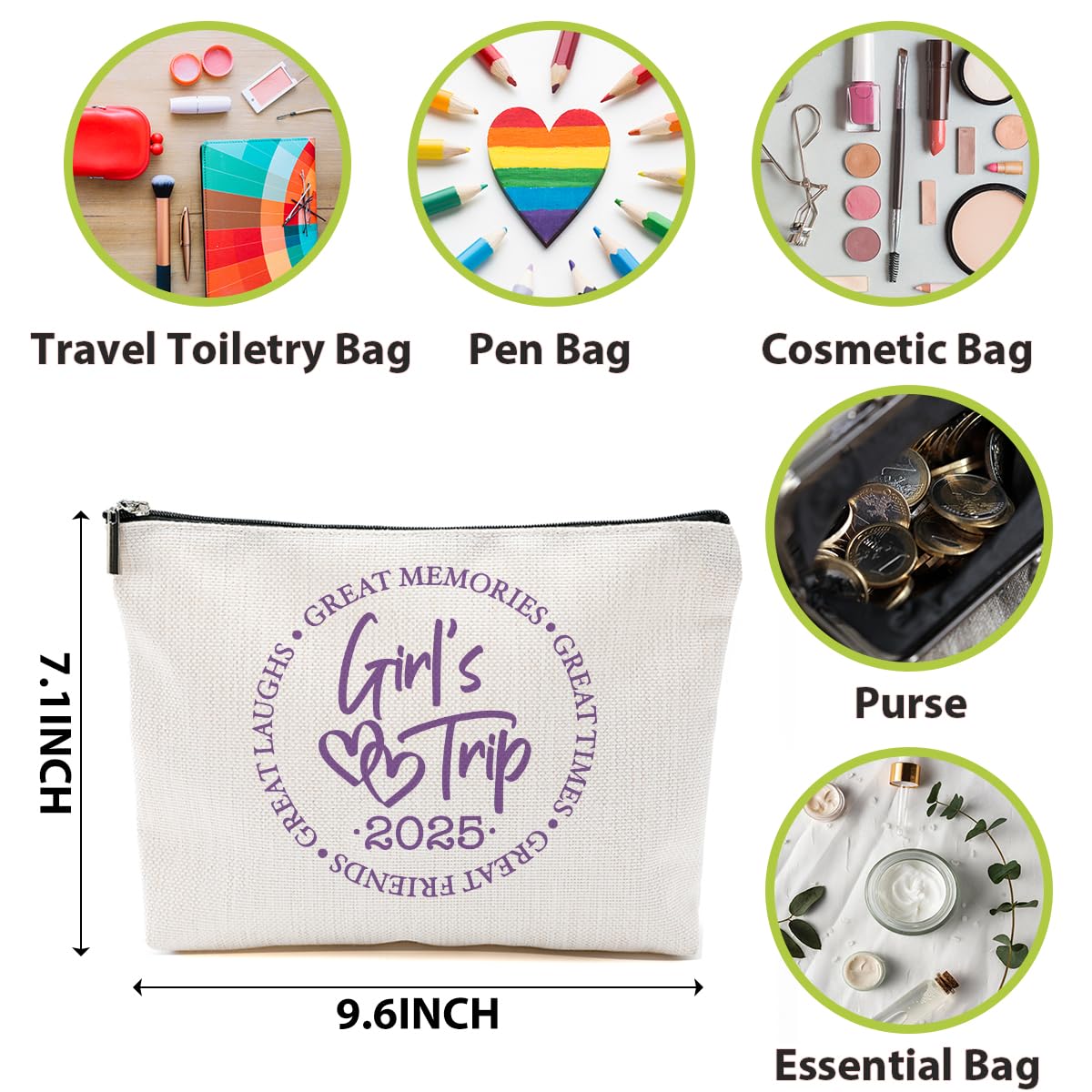 1-4 Pcs Makeup Bag Set - Cute Travel Cosmetic Pouch for Women, Best Friend Gifts for Bridesmaids, Bachelorette Party Favors & Girls Weekend - Perfect for Travel, Spa Days & Gift Exchanges