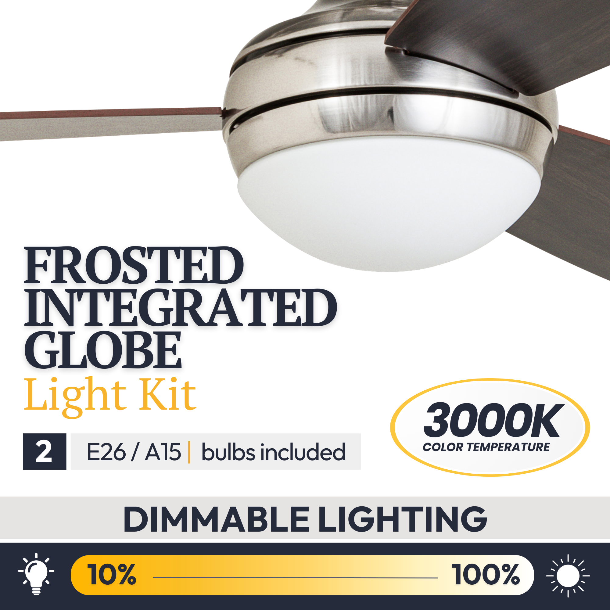 52 Inch Calico Brushed Nickel Ceiling Fan with Remote Control - Perfect for Living Room, Bedroom, and Office Cooling