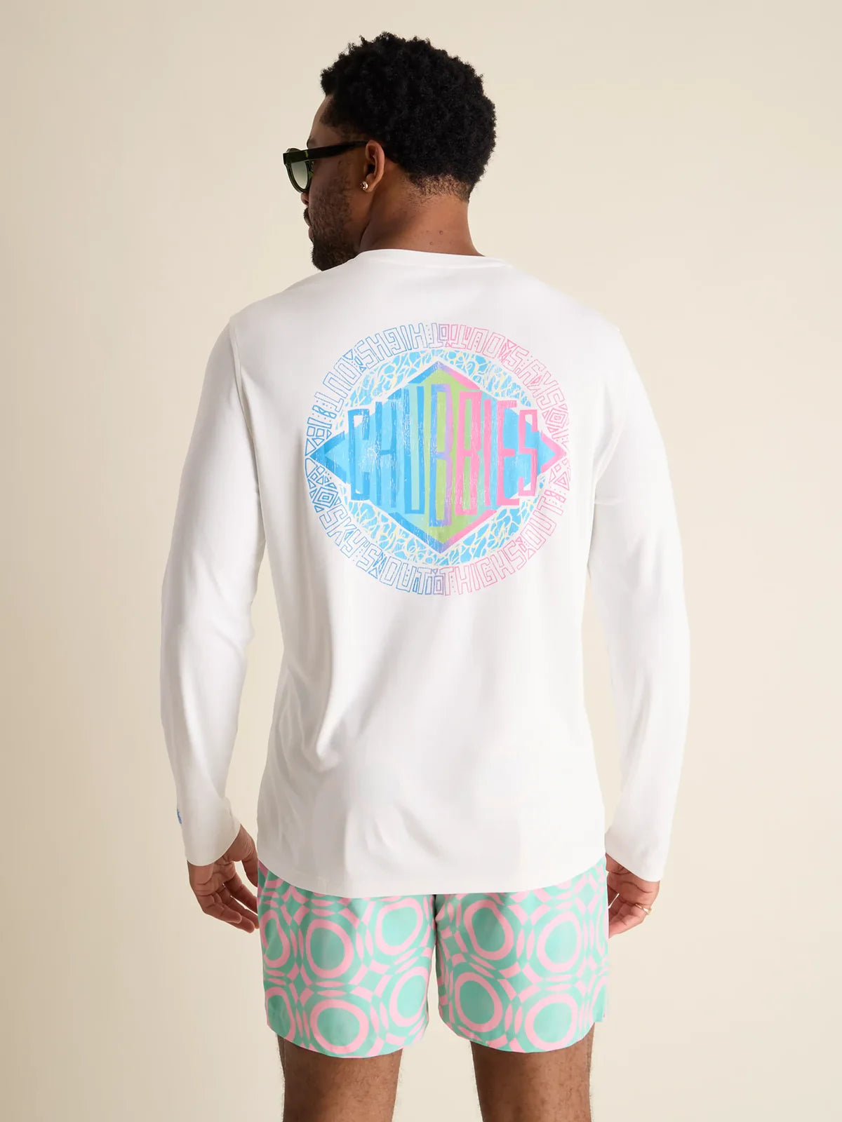 Chubbies Reflective Long Sleeve Sun Protection Crew Neck T-Shirt for Men - Pure White | UV Blocking Shirt for Outdoor Activities, Running & Hiking