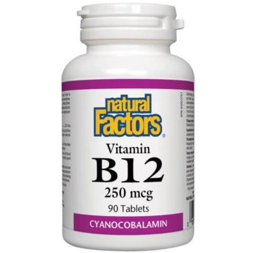 Natural Factors Vitamin B12 250mcg - 90 Tablets | Supports Energy, Metabolism & Nervous System | Vegan, Non-GMO Supplement for Adults & Seniors | Daily Immune & Brain Health Boost