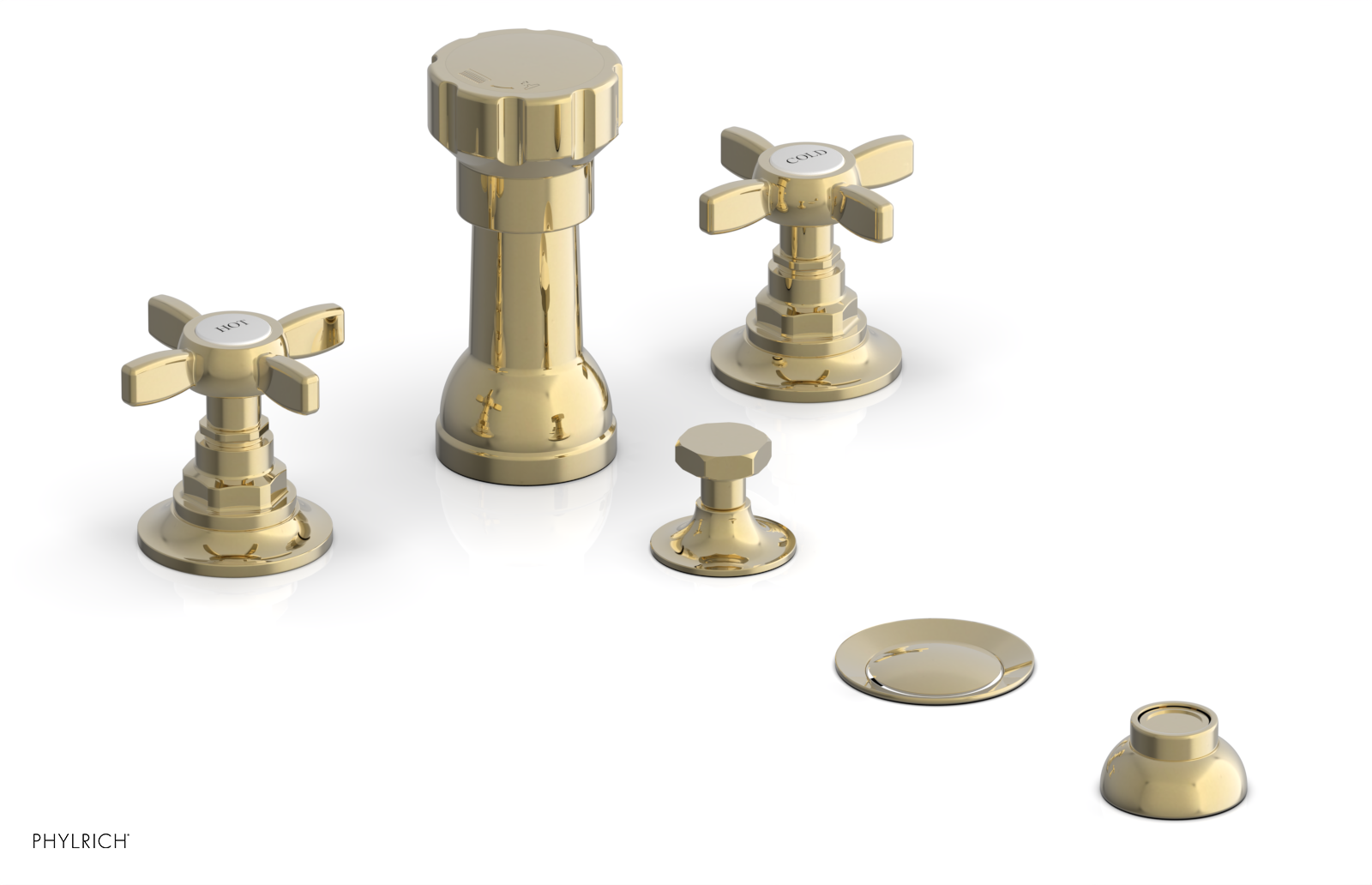 Jamestown 4-Hole Bidet Faucet Set with Cross Handles - 165 60 Series - Perfect for Modern Bathroom Renovations & Hygienic Cleaning
