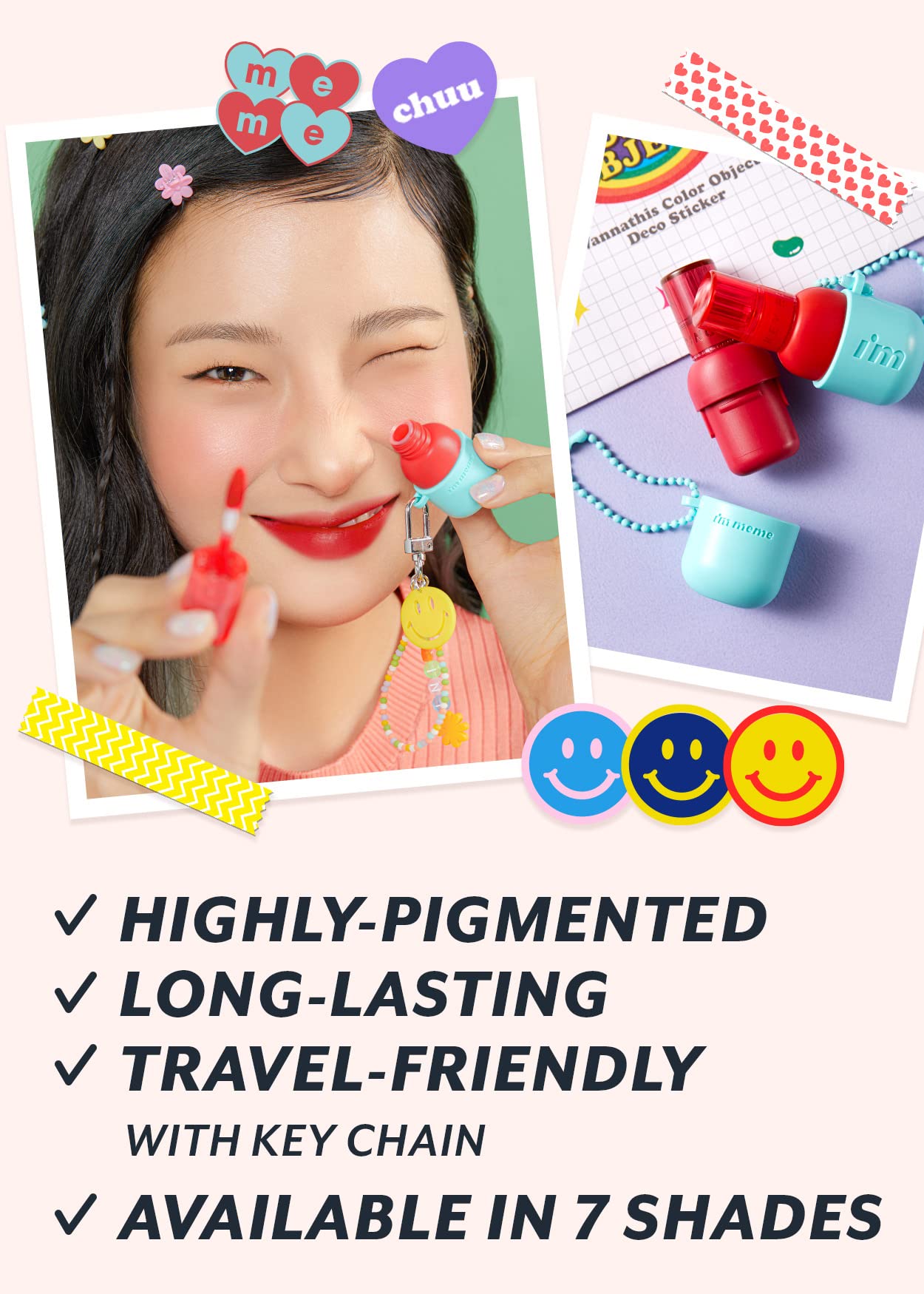I'M MEME Water Gel Tint - Highly Pigmented Long Lasting Lip Stain, 02 Orange Delight (0.09 Oz) | Travel-Friendly Lip Tint for Everyday Wear, Date Night & Makeup Gift