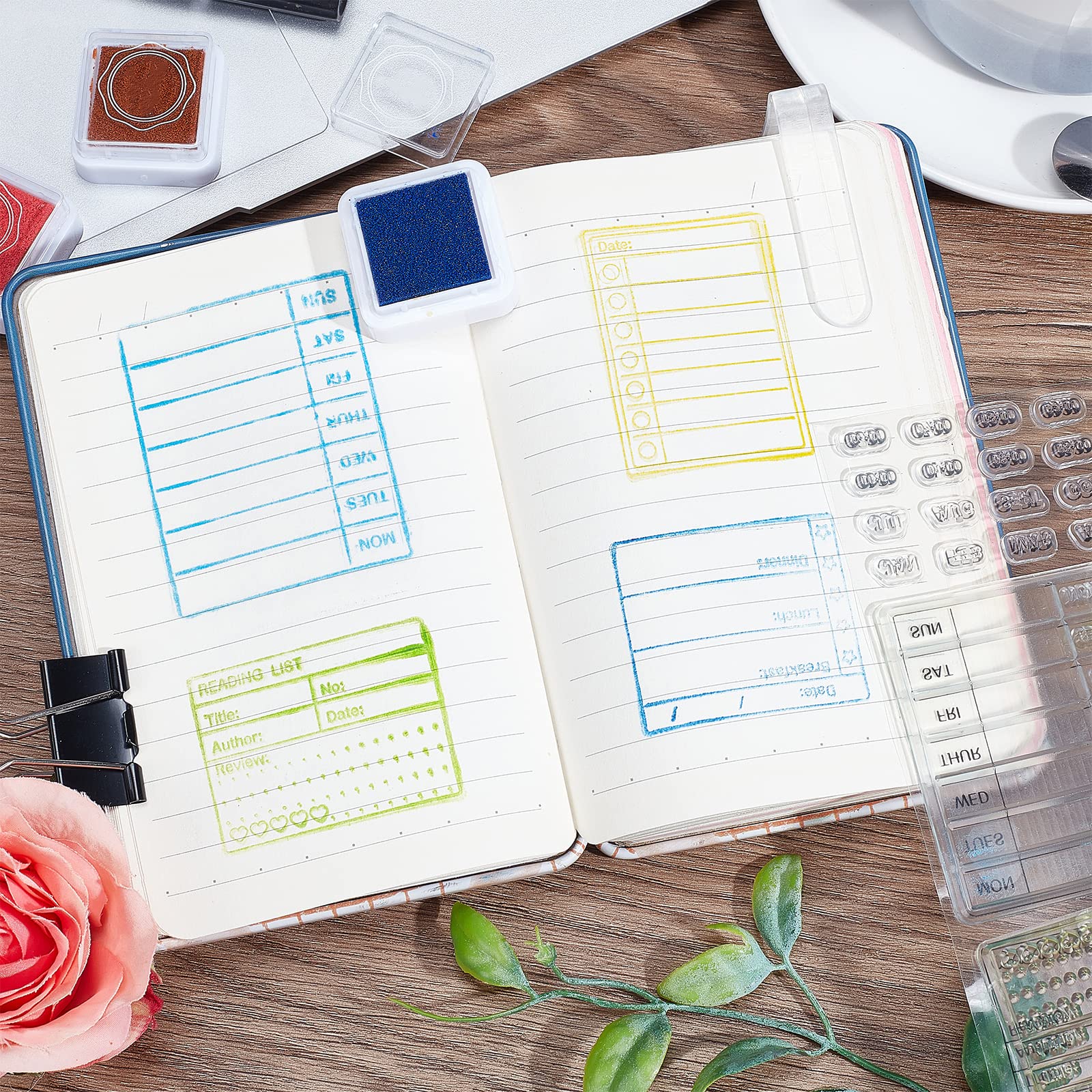 GLOBLELAND Clear Silicone Stamps Set for Calendar, Planner, Date & Time - 6.3x4.3 Inches DIY Scrapbooking, Card Making, Photo Album, Paper Craft - Perfect for Bullet Journaling, Memory Keeping & Handmade Greeting Cards