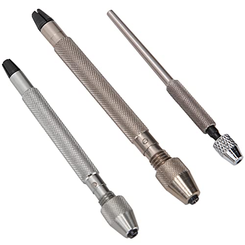 3-Piece Watch Pin Vise Set - Precision Metal Hand Drill Tool Kit for Watch Repair & Watchmakers | Professional Watch Repair Shop Tools for Jewelry Making & DIY Watch Maintenance