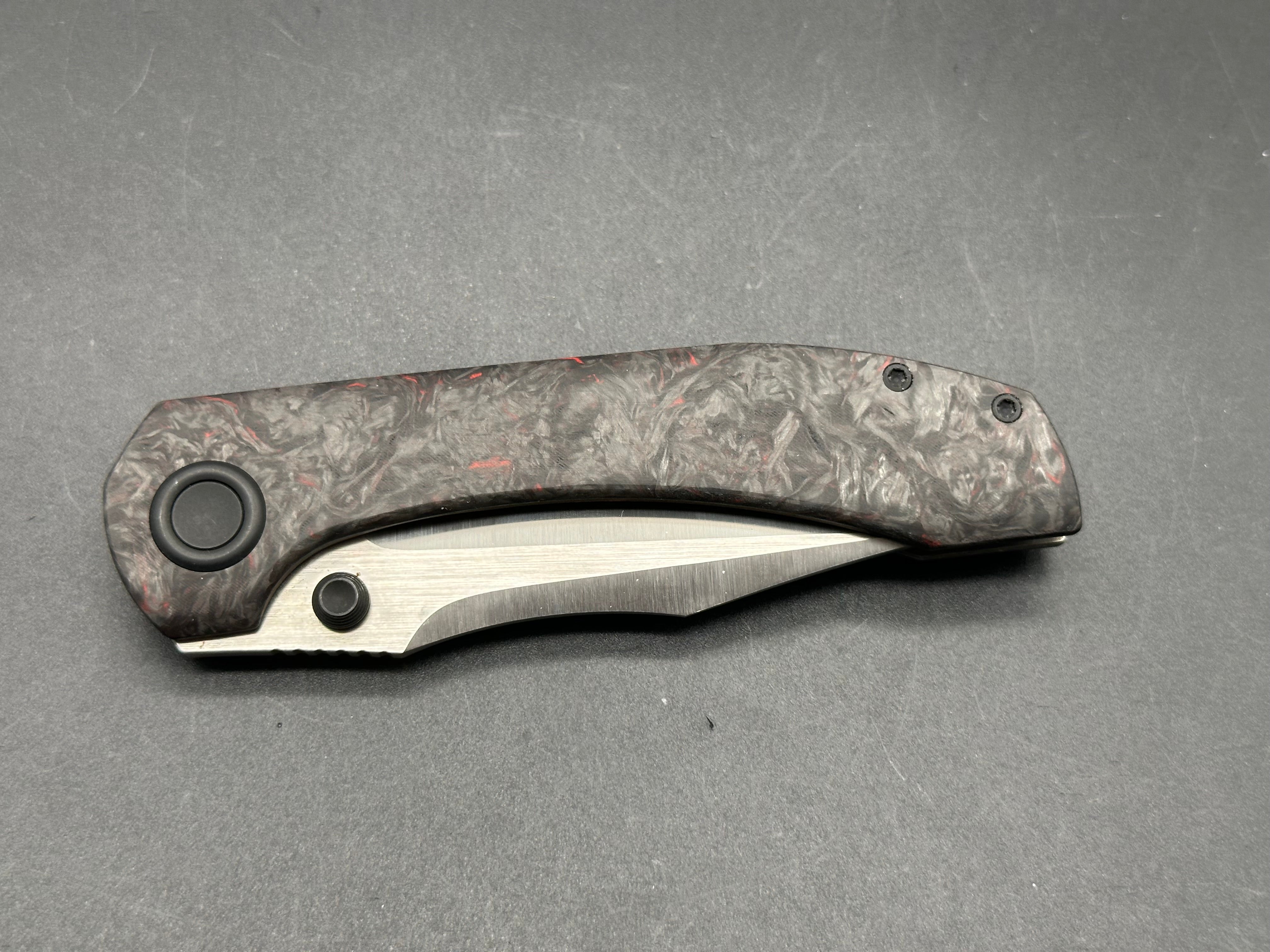 Brian Brown Raptor V2 Folding Knife - Reate Made, Black Marble Carbon Fiber Show Scale - EDC, Outdoor, Camping & Tactical Use