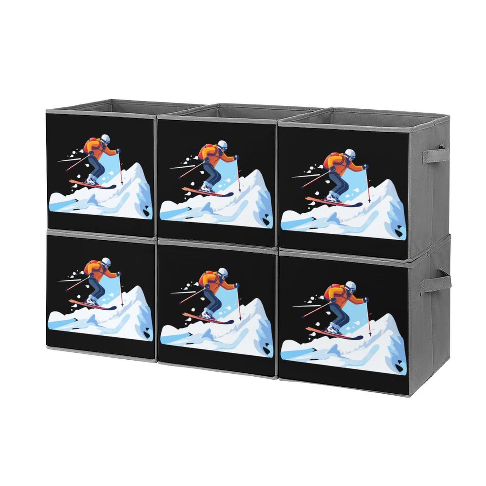 Foldable Ski Storage Cubes with Handles - 6PCS for Travel & Home Organization