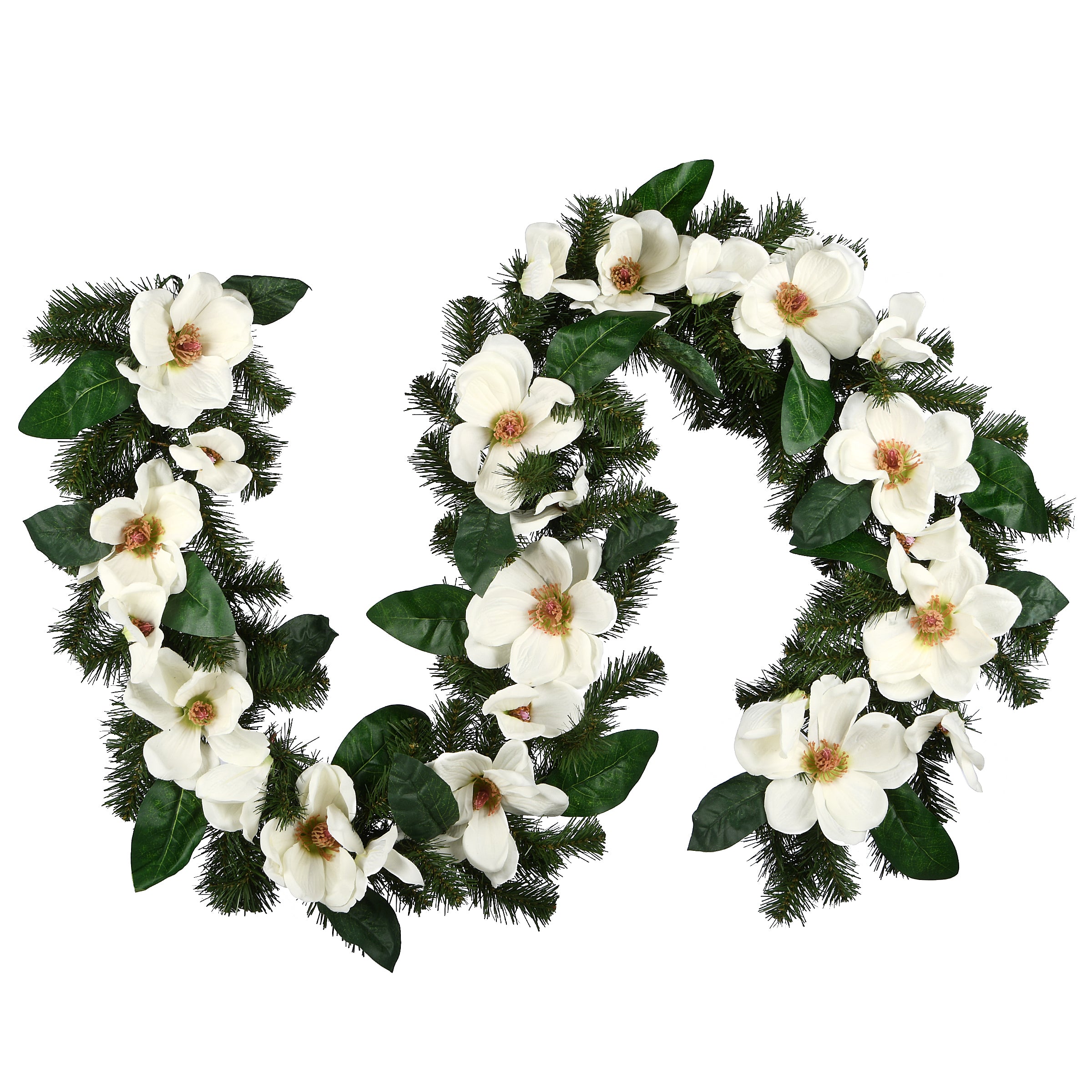 6 ft. Spring Garland with North Valley Spruce & Magnolia Flowers - Perfect for Home Decor, Weddings, and Seasonal Party Decorations