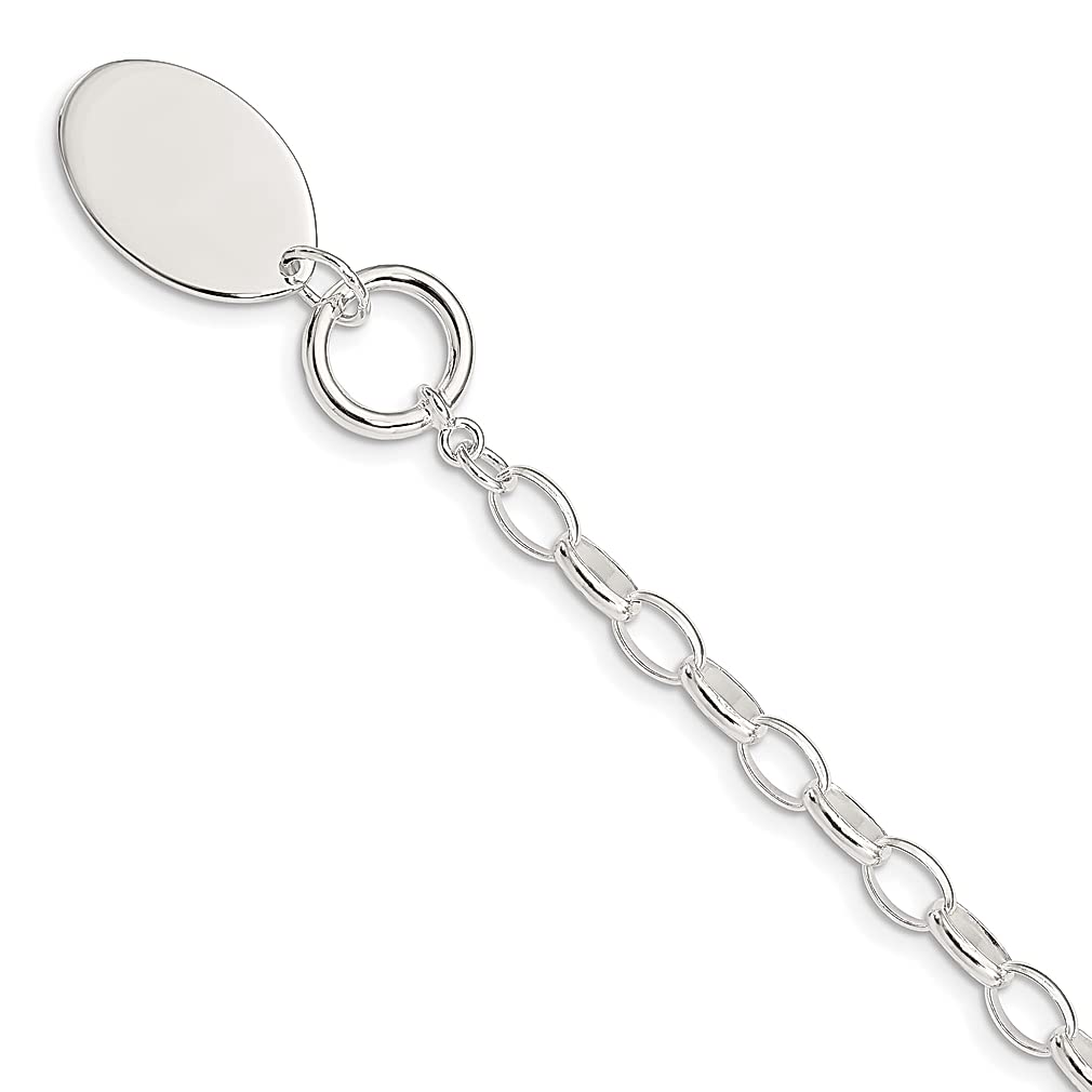 925 Sterling Silver Oval Disc Bracelet with Rolo Chain - Elegant Charm Jewelry for Women | Perfect Gift for Her | Ideal for Date Nights, Parties & Special Occasions