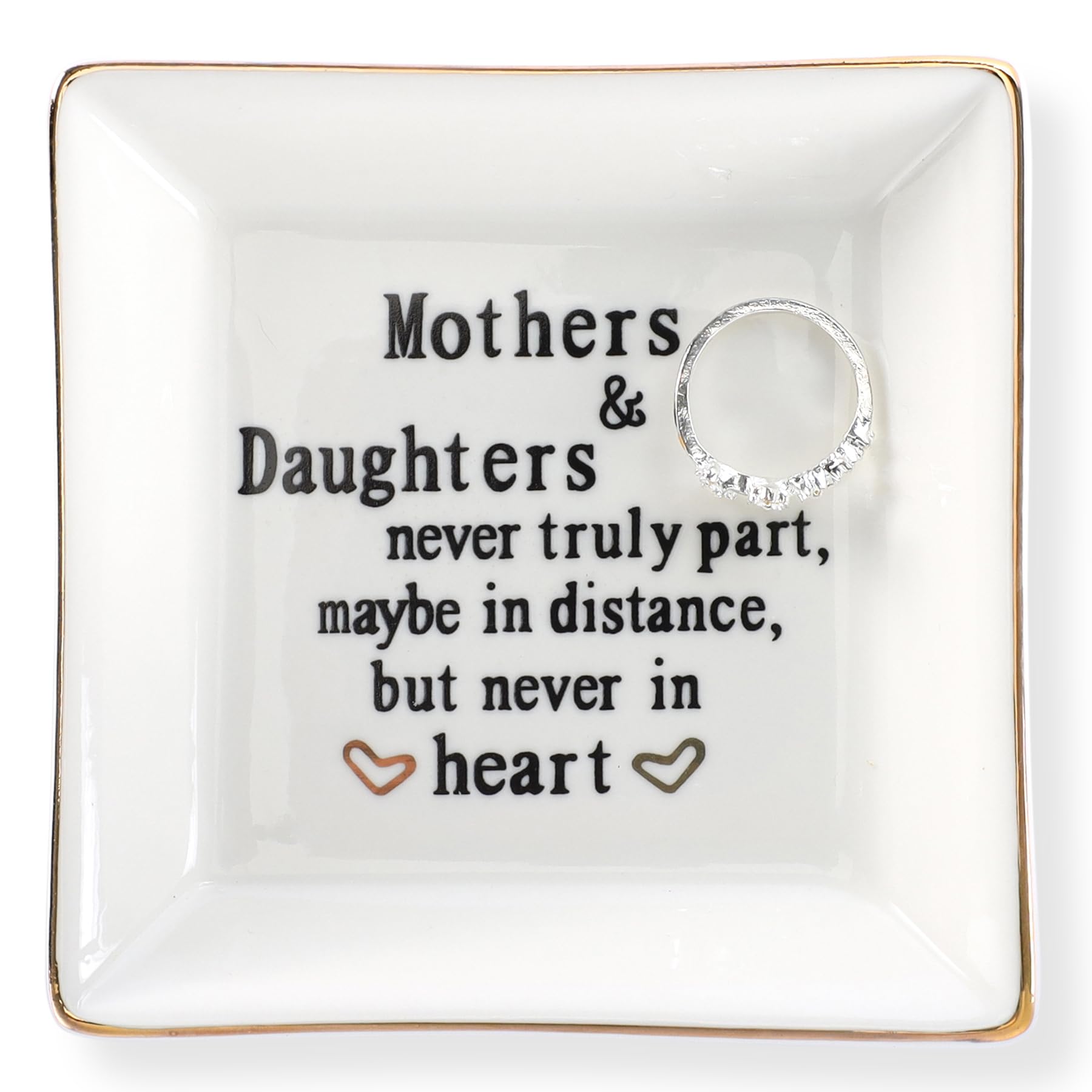 HOME SMILE Ceramic Ring Dish - Elegant Jewelry Tray for Rings, Earrings & Small Accessories - Perfect Gift for Women, Mom, Sister & Friends - Ideal for Bedroom, Bathroom & Vanity Organizer