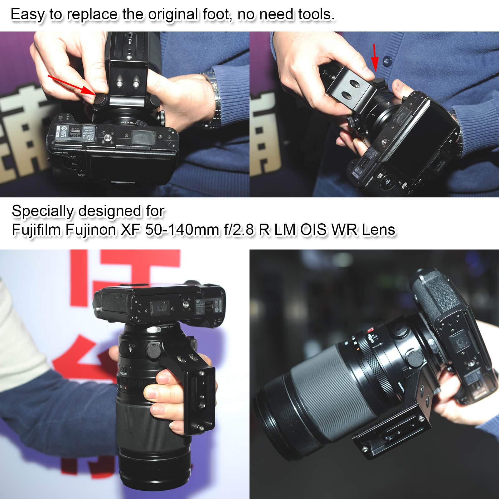 iShoot Metal Lens Collar Replacement Base Foot Stand Adapter for Fujifilm XF 50-140mm F2.8 R LM OIS WR Telephoto Lens - Tripod Mount Ring with Quick Release Plate - Perfect for Outdoor Photography, Studio Shoots & Travel Videography