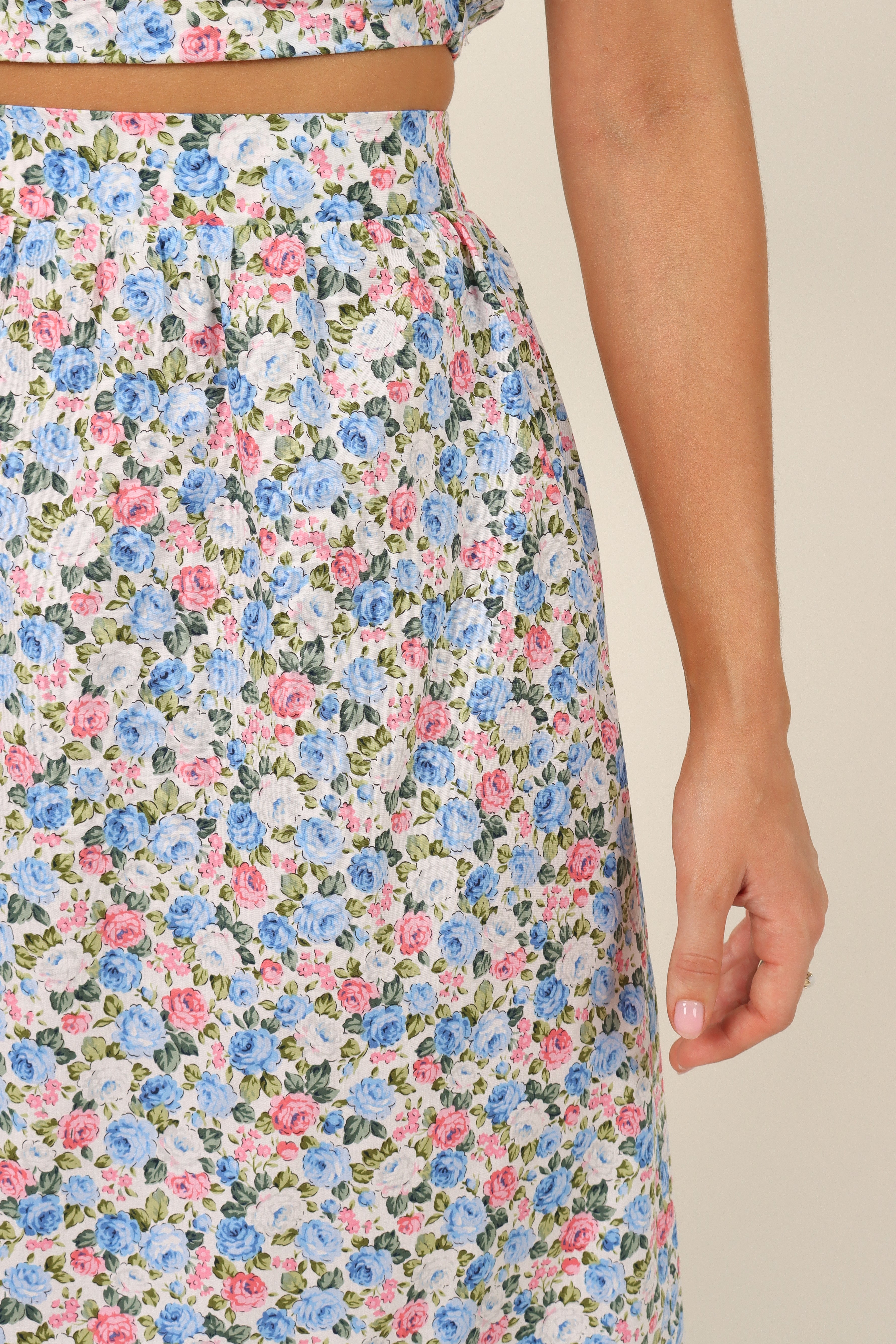 Fleur Skirt - Blue Floral Print Summer Dress for Women | Perfect for Beach Vacation, Garden Party & Casual Outings