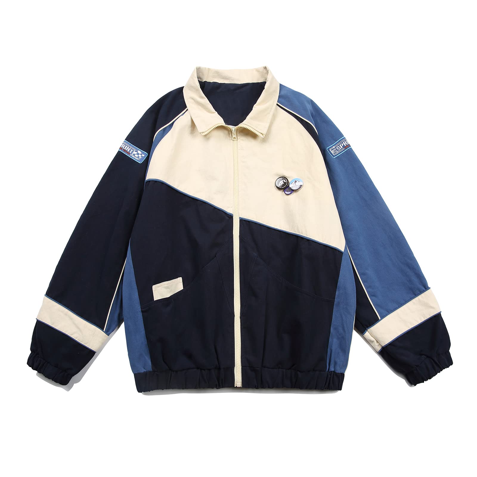 Aelfric Eden Colorblock Detachable Medallion Jacket - Stylish Zipper Closure Baseball Coat & Varsity Jacket for Men | Perfect for Casual Outfits, Streetwear Fashion & College Events