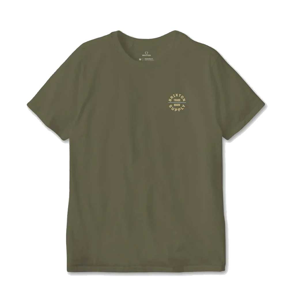 Brixton Oath V Short Sleeve T-Shirt for Men - Olive Green & Dusty Blue Casual Tee | Perfect for Streetwear, Summer Outfits and Everyday Wear