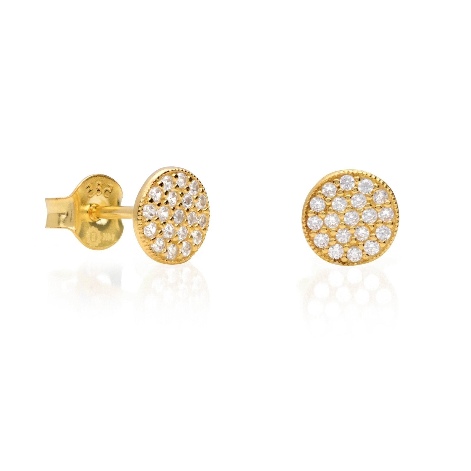 14K Yellow Gold Cubic Zirconia Pave Circle Earrings for Women - Elegant Hoop Earrings for Party, Wedding & Everyday Wear