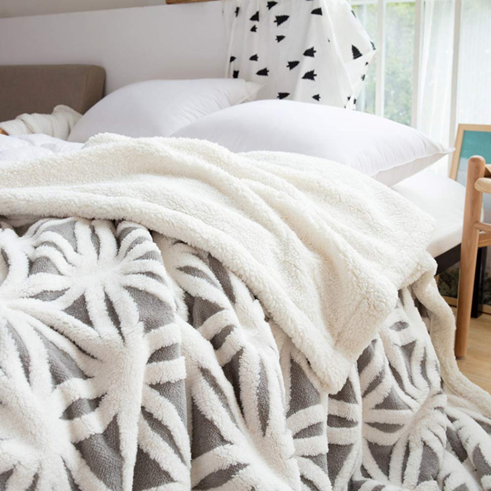 LOMAO Sherpa Fleece Blanket 71x80 Inches - Ultra Soft & Fuzzy Dual Sided Throw Blanket for Couch, Sofa, Bed - Warm Cozy Grey Blanket for Winter, Home Decor, Gifts & Travel Use