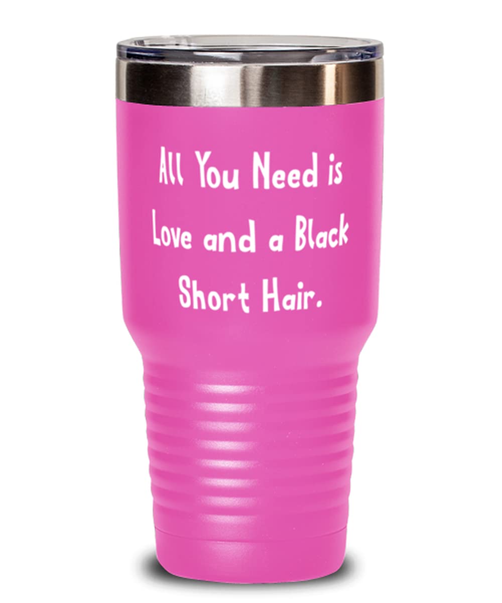 Black Short Hair Cat Stainless Steel Tumbler 30oz - Insulated Travel Mug for Cat Lovers - Perfect Gift for Friends & Coffee/Tea Lovers - Ideal for Office, Commuting & Outdoor Adventures